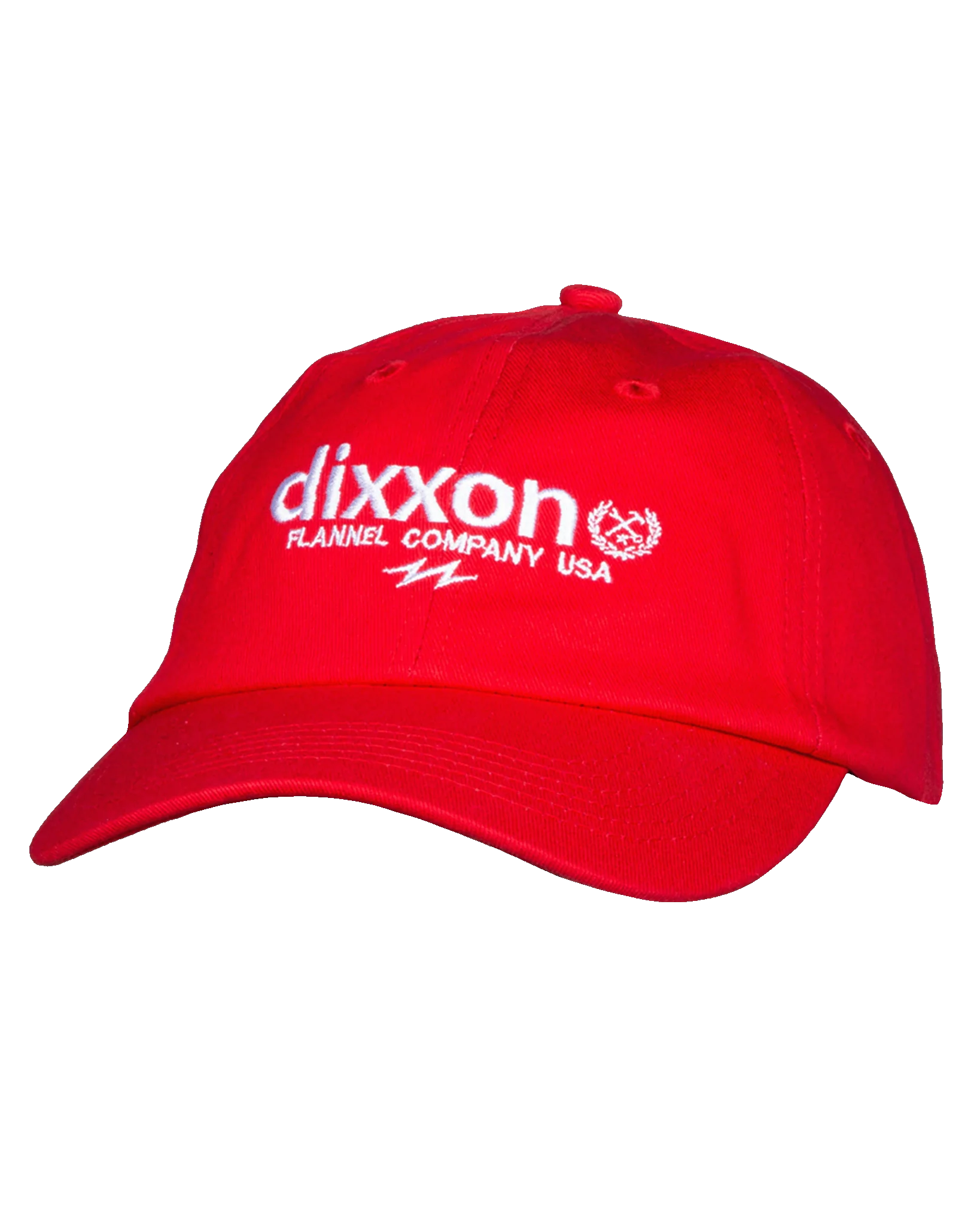 6-Panel Curved Bill Goods Hat - White & Red - Image 2