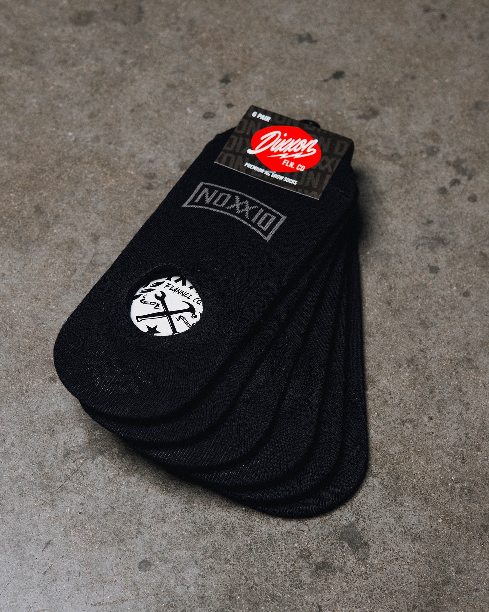 6pk Premium No Show Socks - Black - Image 2