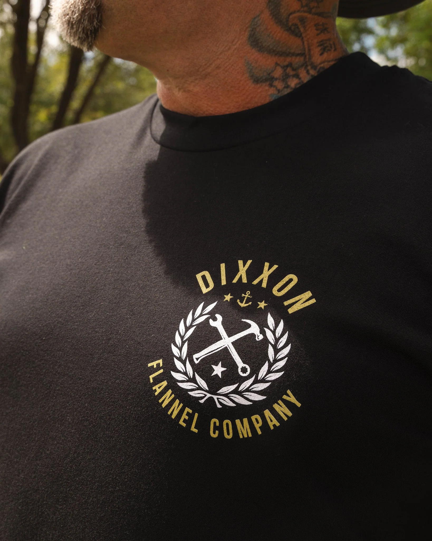 Gold & White Anchor Banner T-Shirt - Black - Image 3