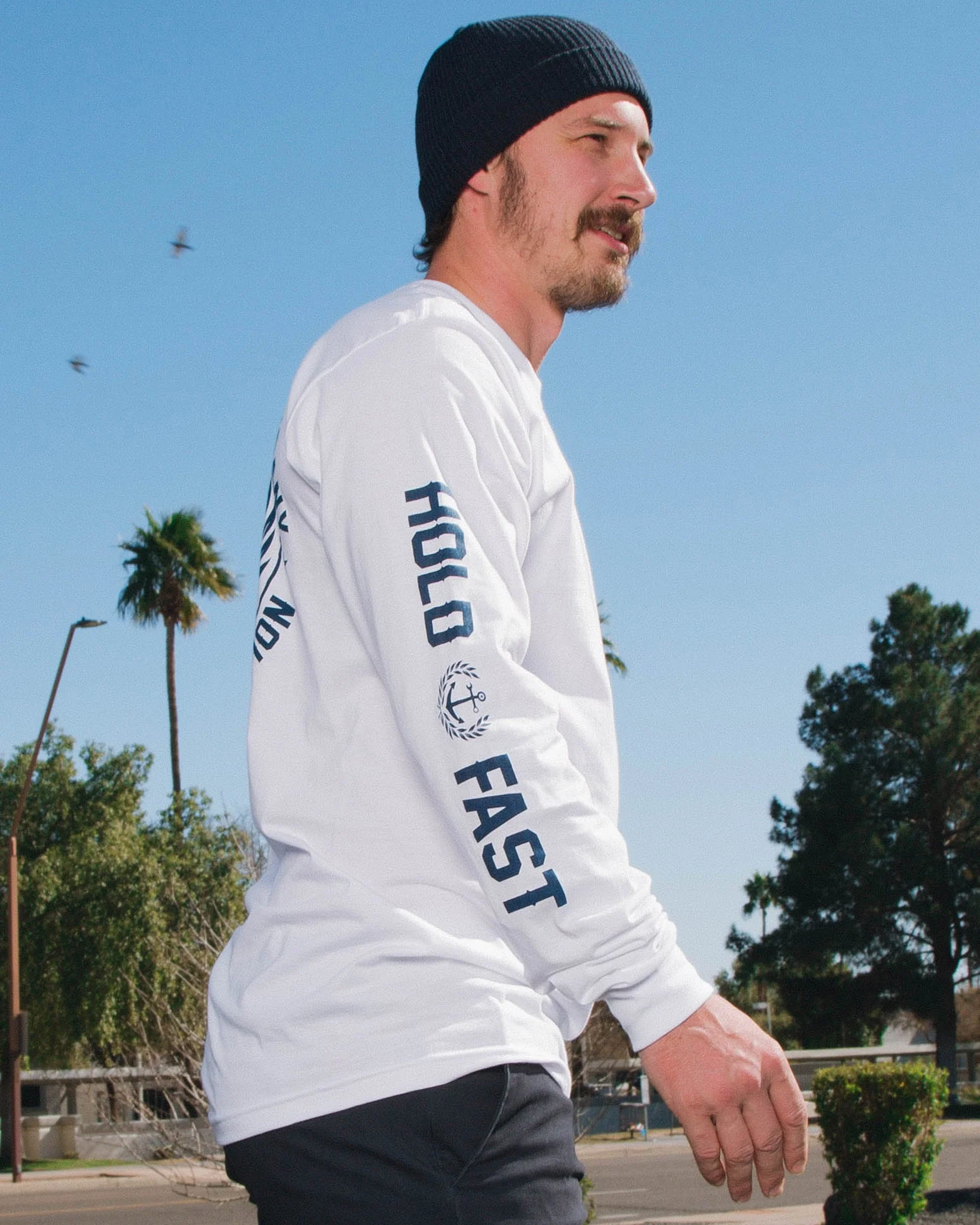 Anchor Crest Long Sleeve T-Shirt - White & Navy - Image 5