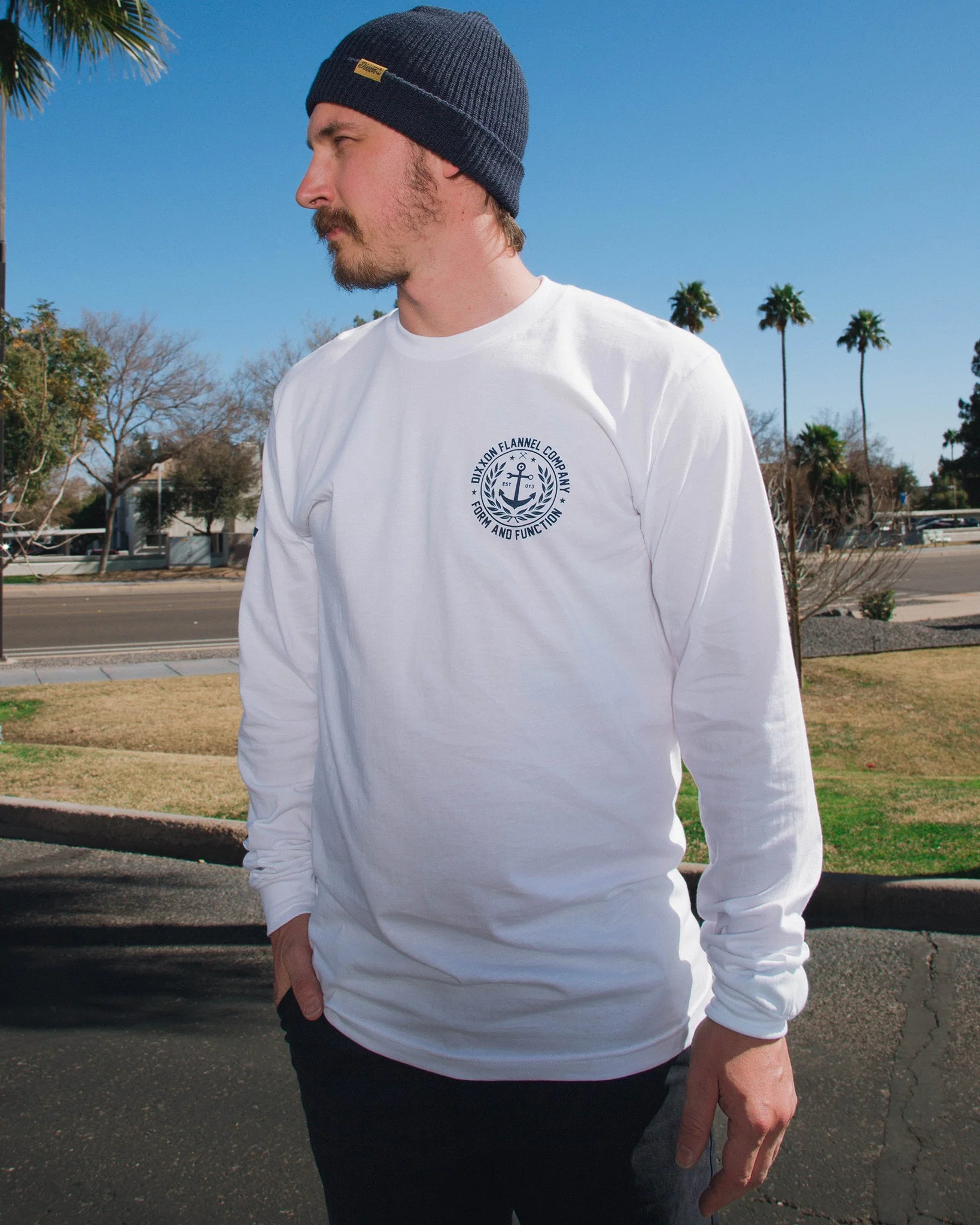 Anchor Crest Long Sleeve T-Shirt - White & Navy - Image 6
