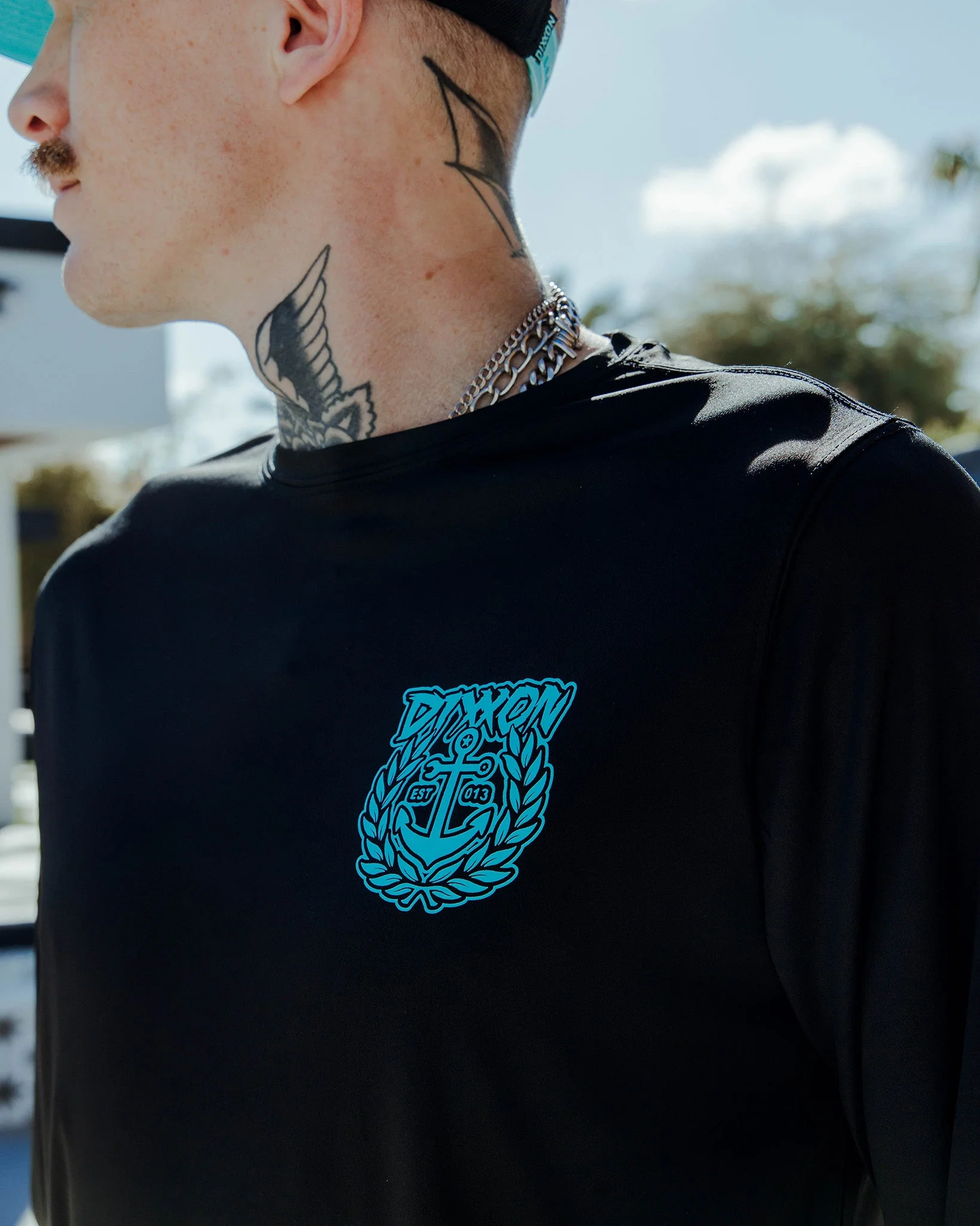 Aqua Salty Crest UV Long Sleeve T-Shirt - Black - Image 4