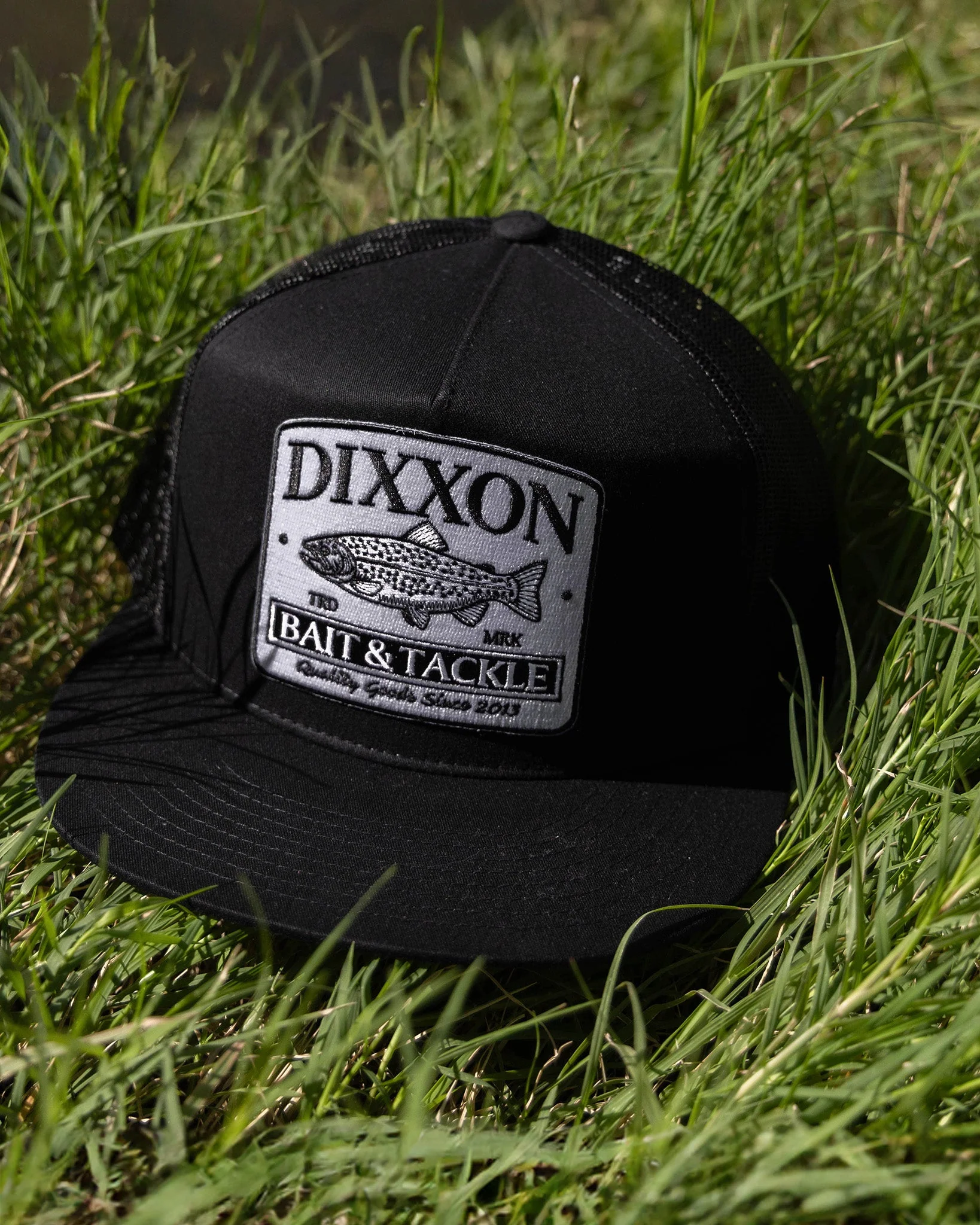 Bait & Tackle Flat Bill Trucker Snapback - Black & White - Image 3