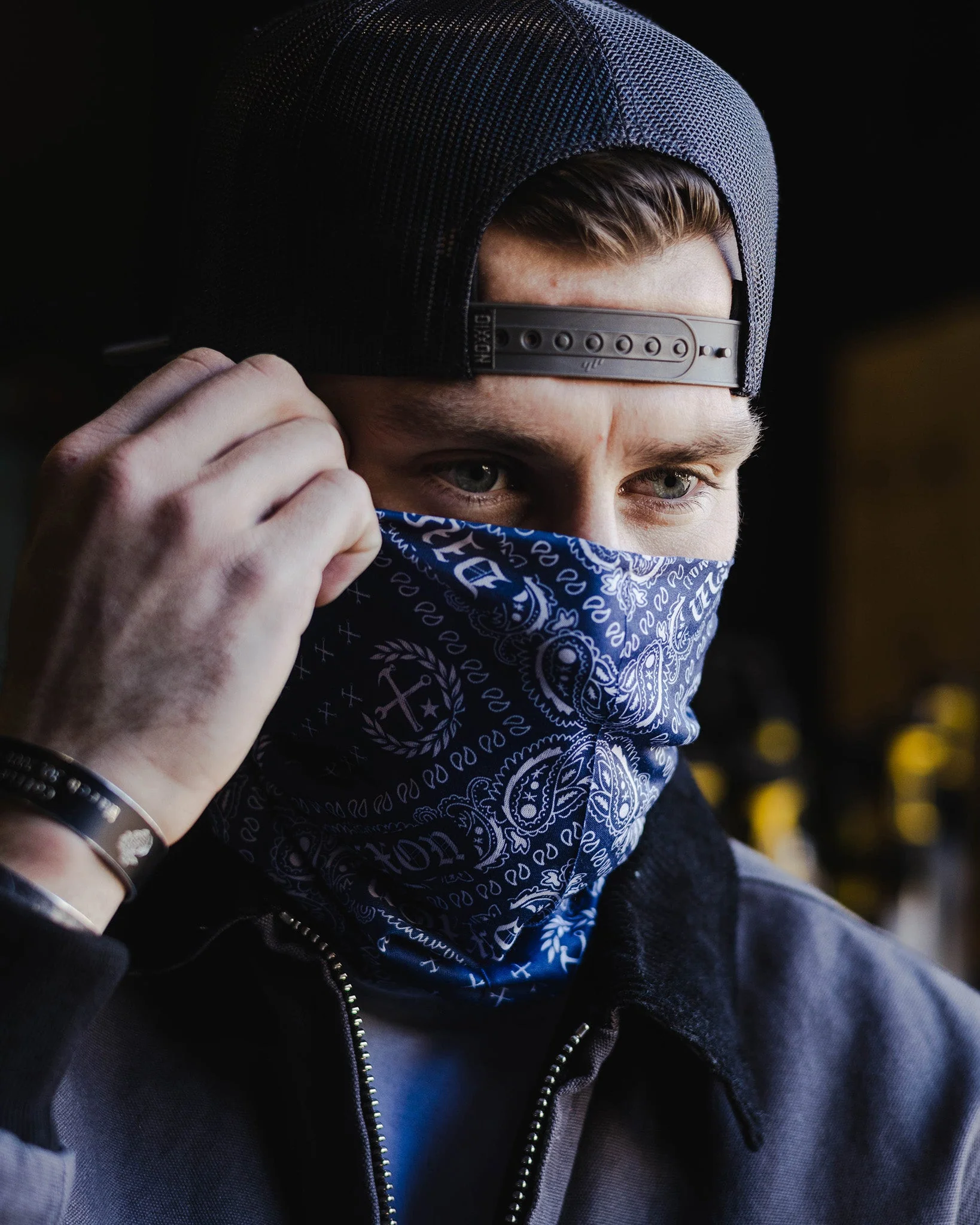 Bandana Neck Gaiter - Navy & White - Image 2
