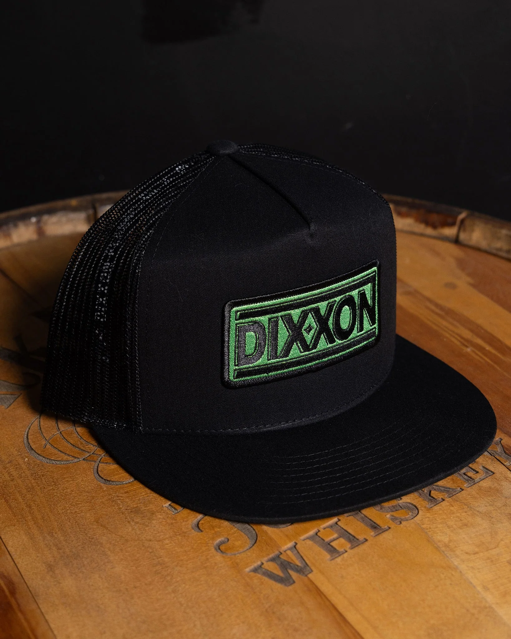 New Wave Flat Bill Trucker Snapback - Black & Green - Image 2