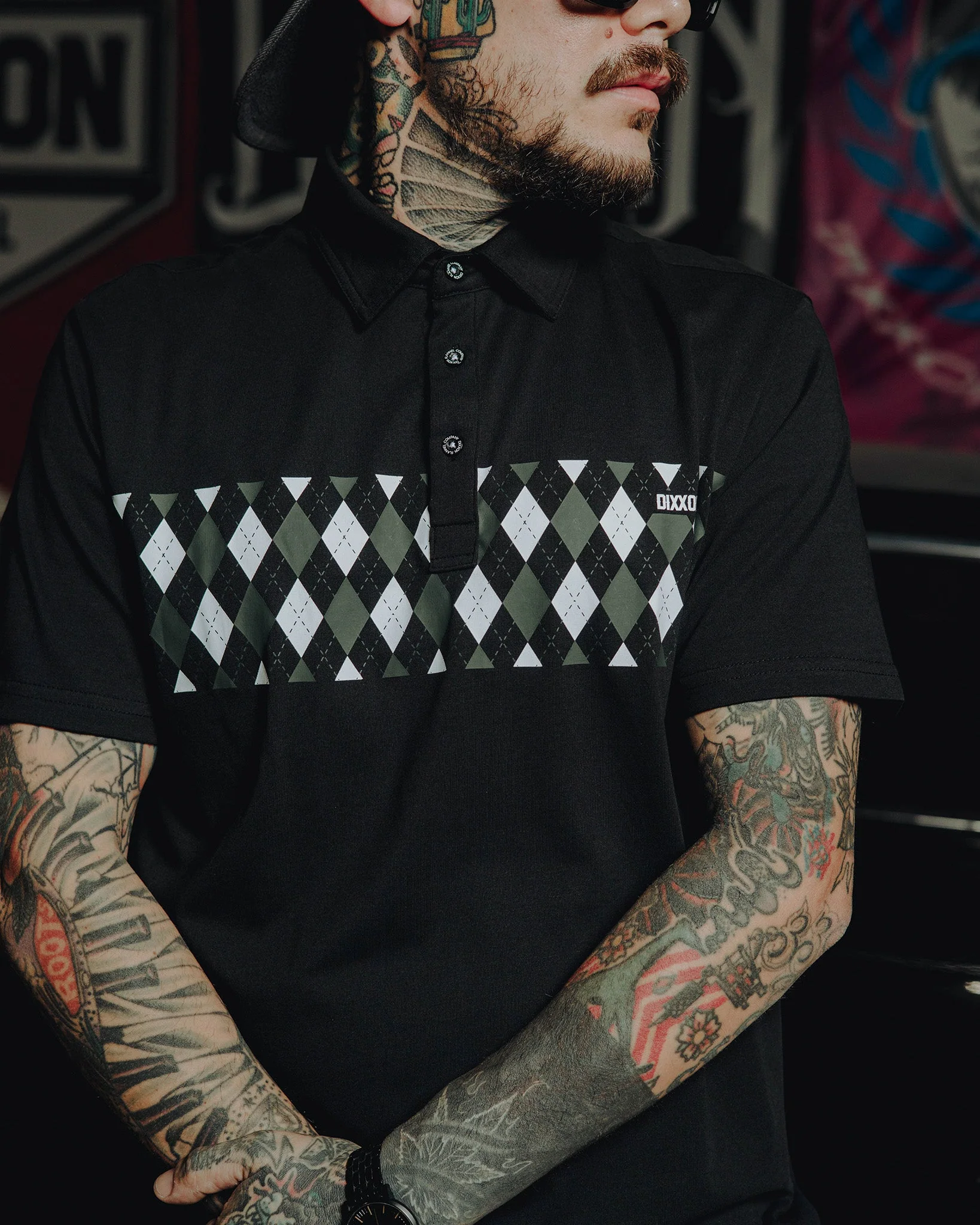 Black Argyle Premium Polo - Image 2