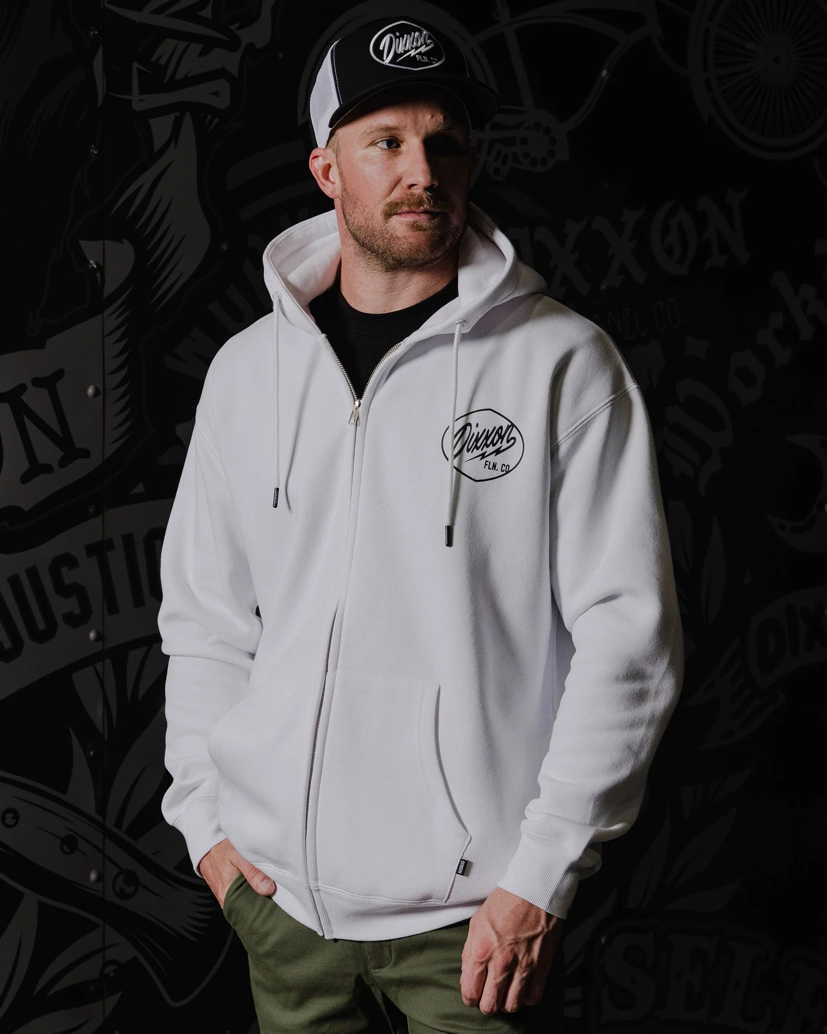 Black Esso Zip Up Hoodie - White - Image 2