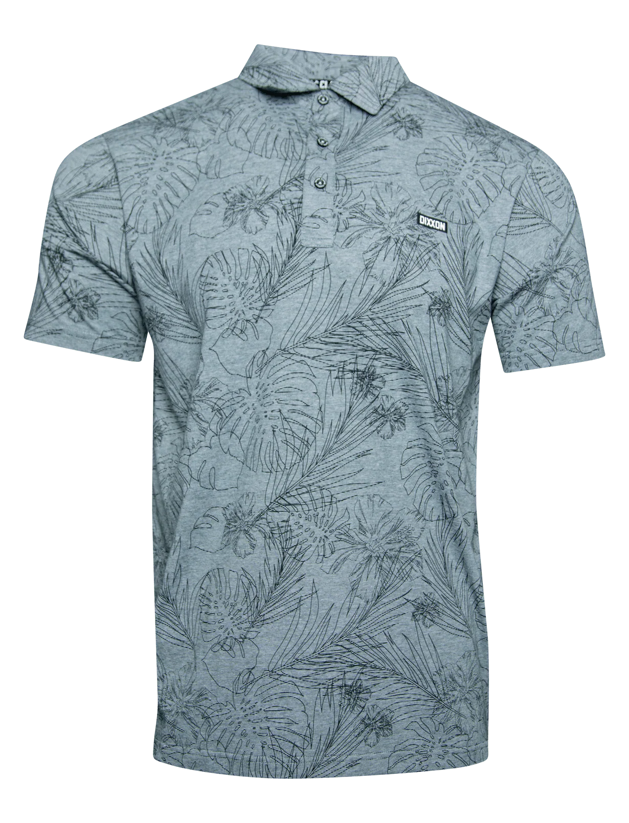 Black Floral Premium Polo - Heathered Gray - Image 2