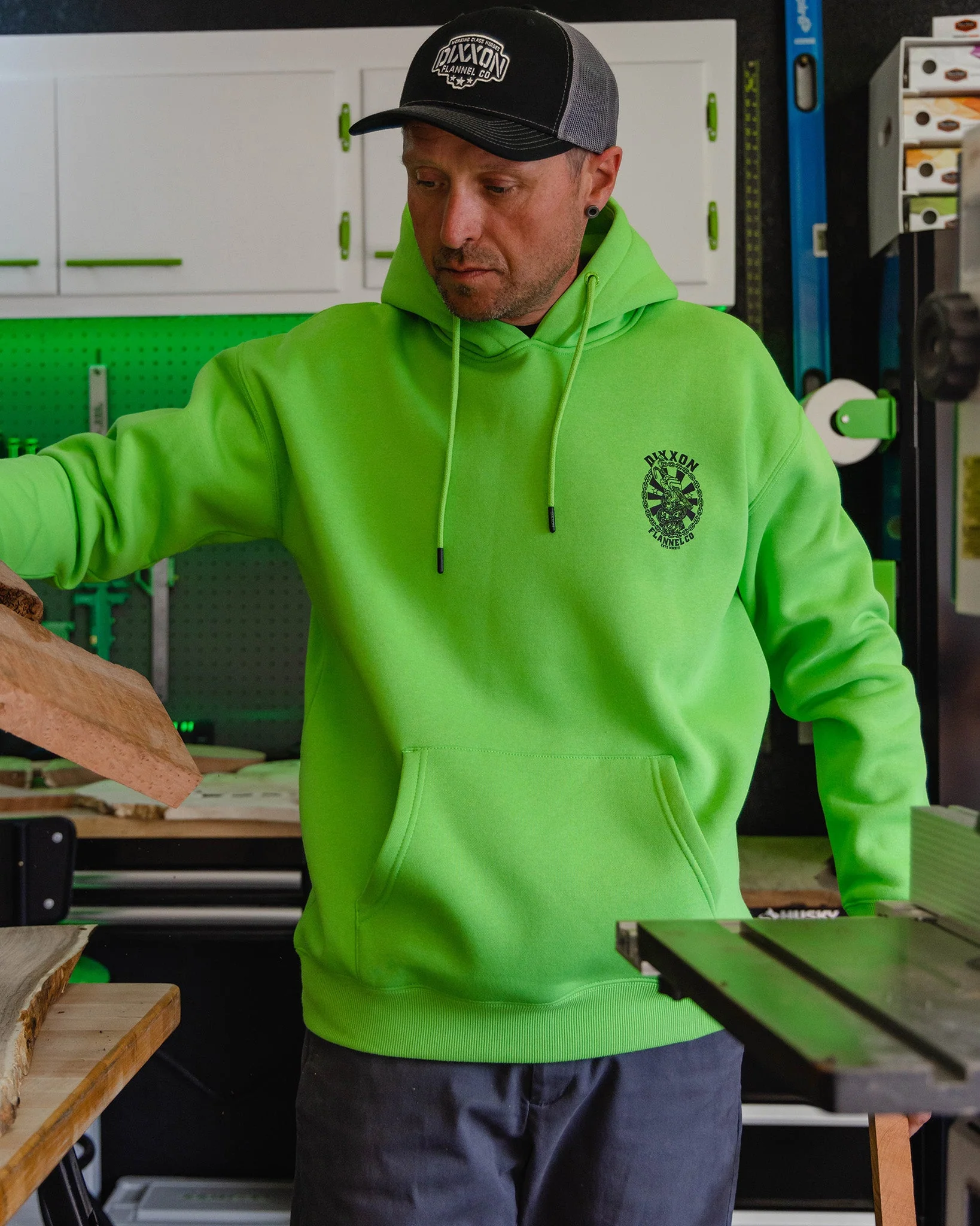 Black Hammersnake Pullover Hoodie - Safety Green - Image 4