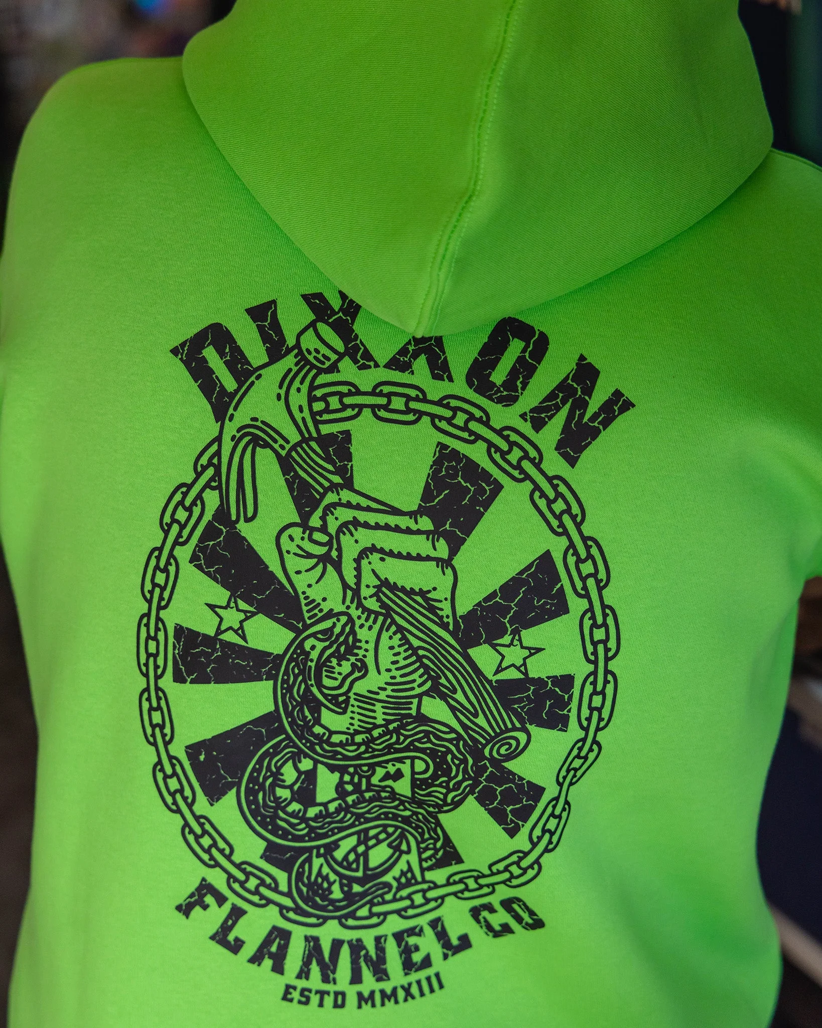 Black Hammersnake Pullover Hoodie - Safety Green - Image 5