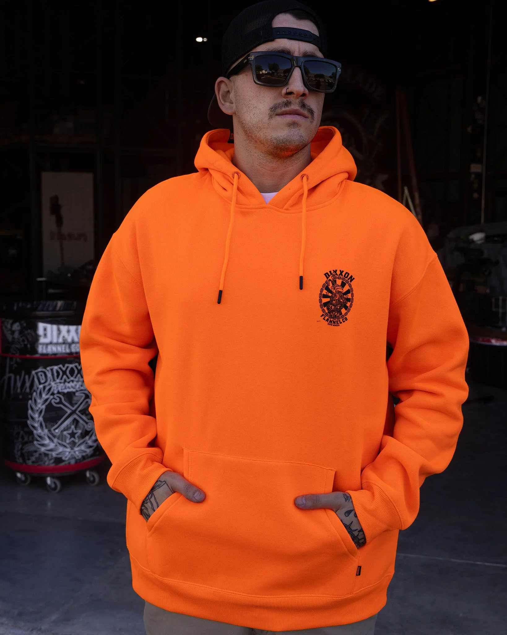 Black Hammersnake Pullover Hoodie - Safety Orange - Image 4
