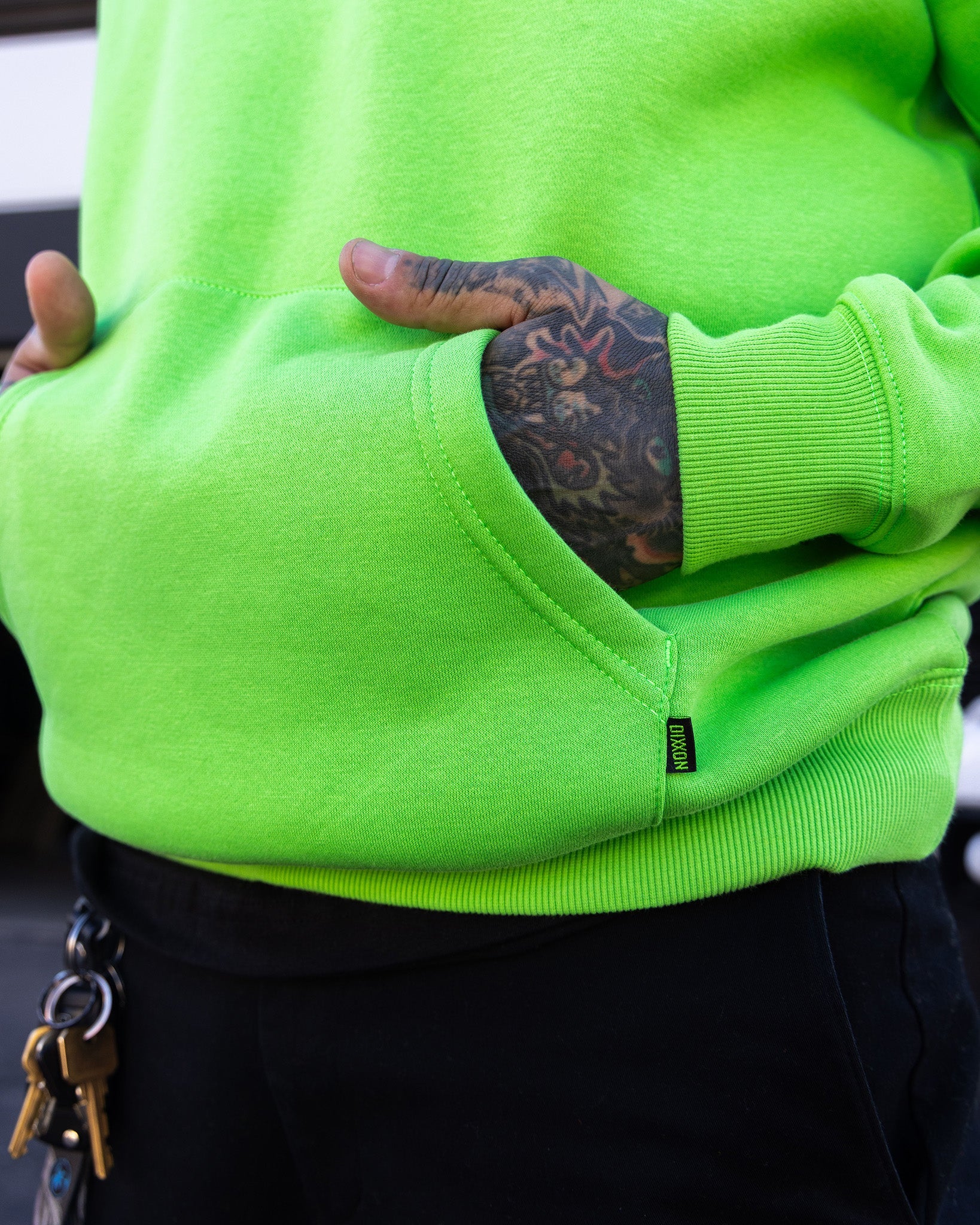 Black Party Crest Pullover Hoodie - Safety Green - Image 6
