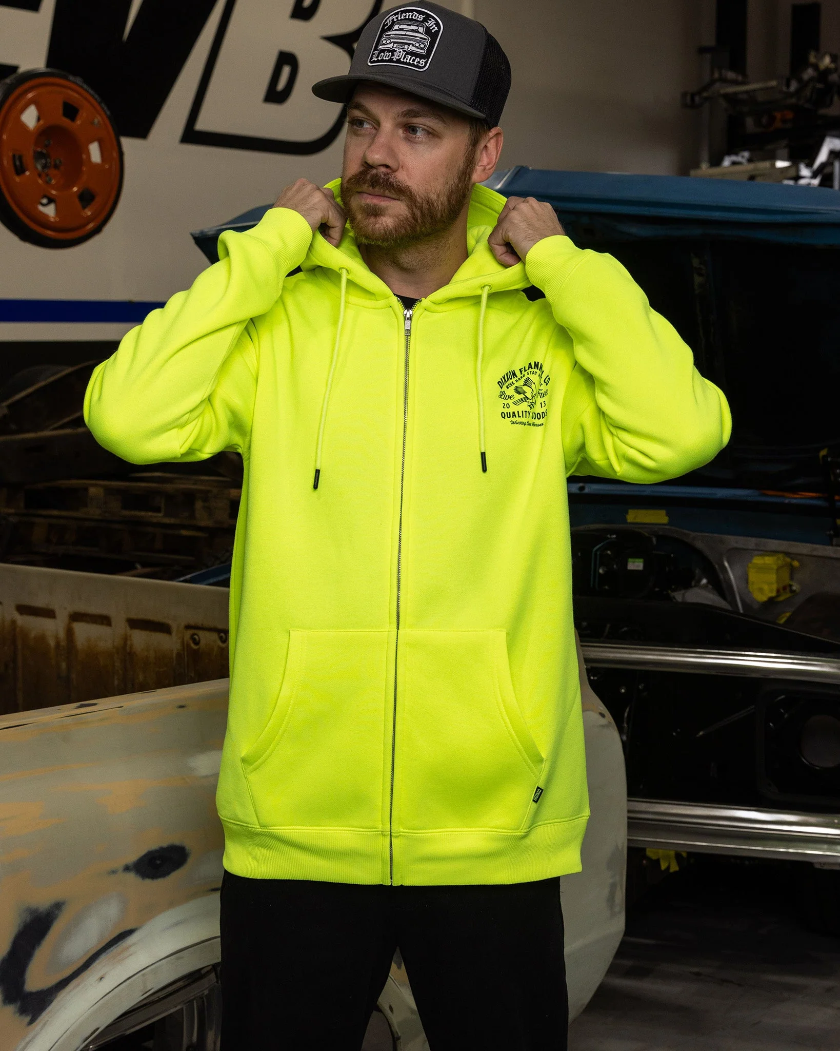 Black Quality Goods Zip Up Hoodie - Safety Yellow - Image 4