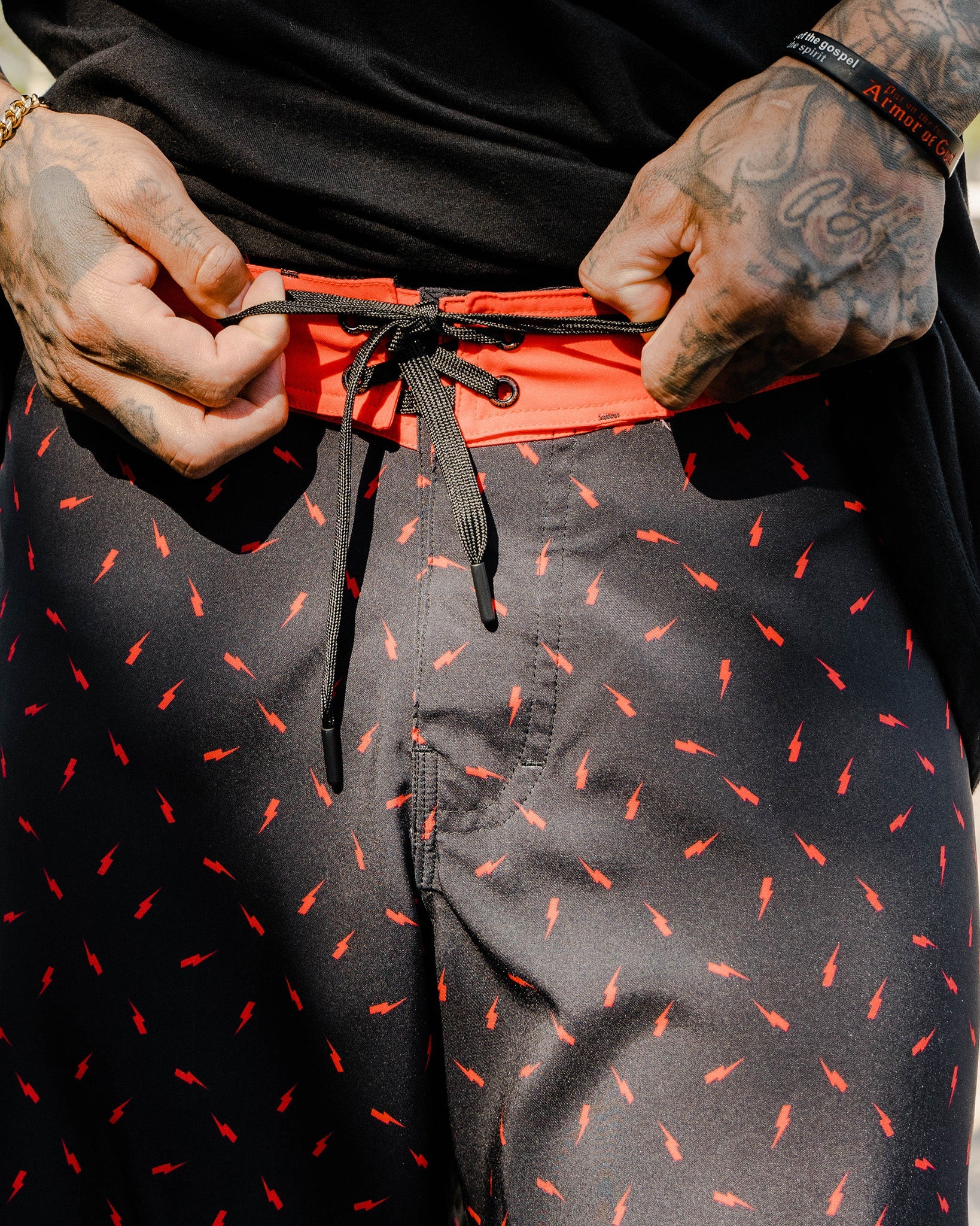 Black & Red Bolt Boardshorts - Image 3