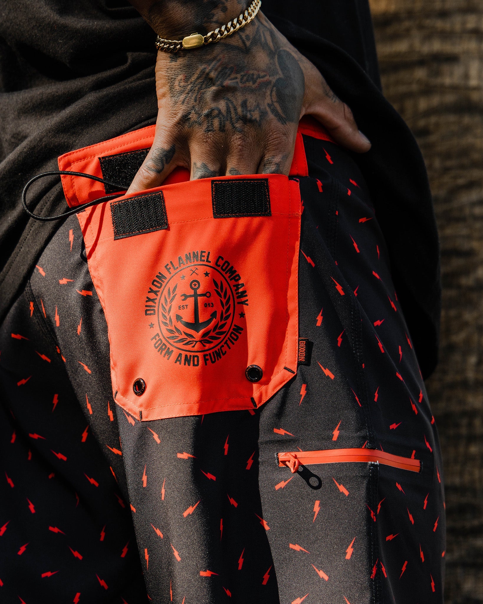 Black & Red Bolt Boardshorts - Image 4