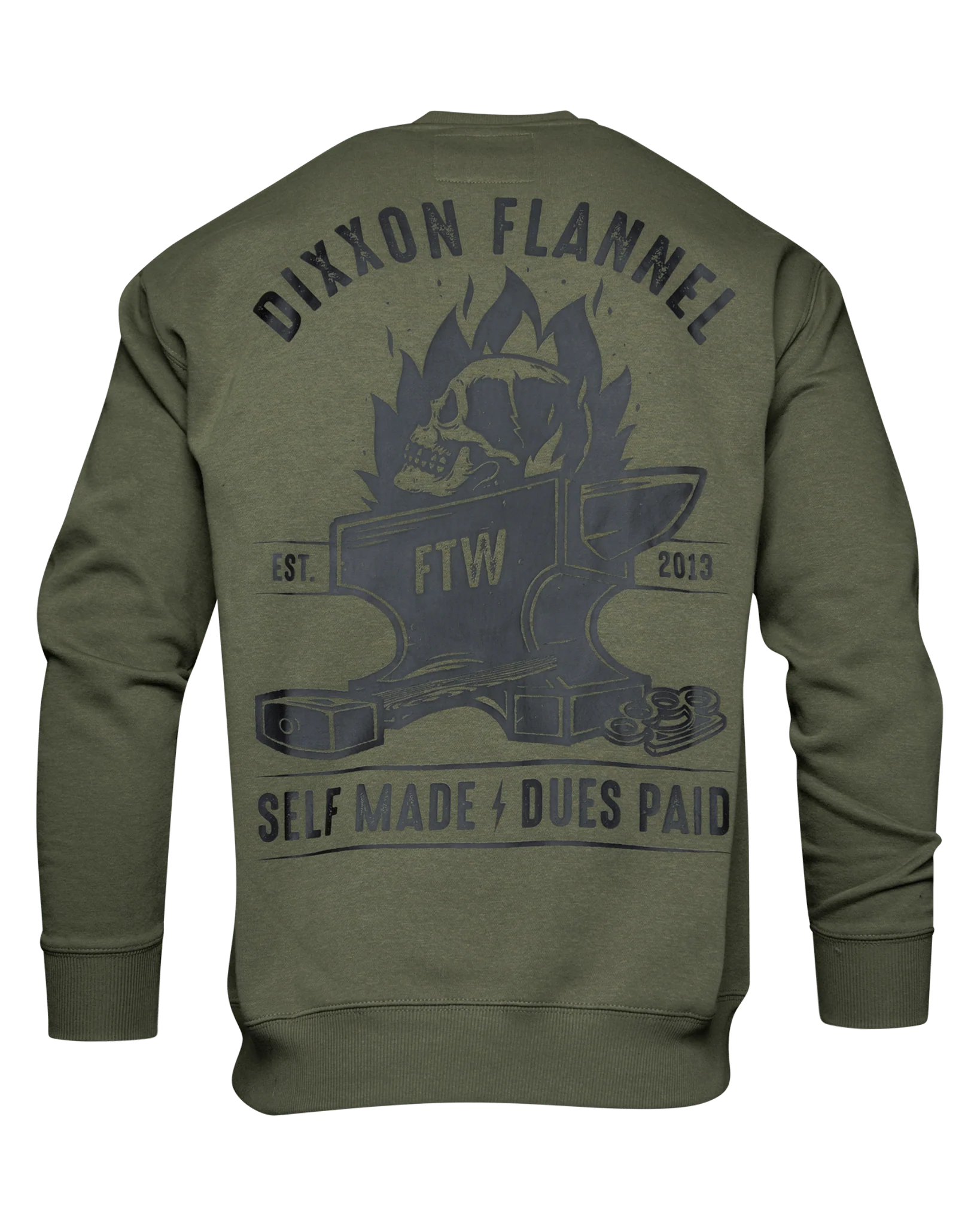 Black Self Made Crewneck Sweatshirt - O.D. Green - Image 2