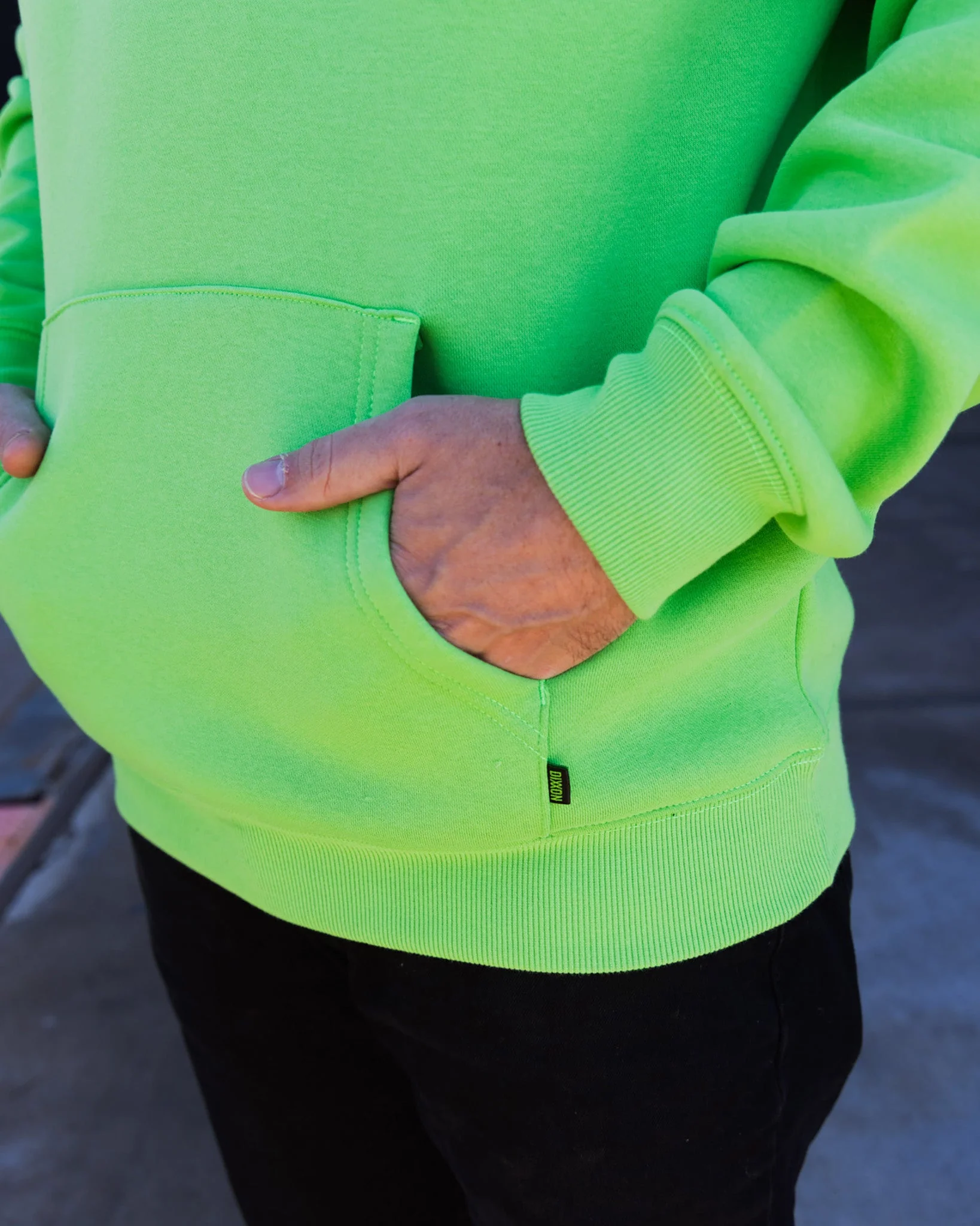 Black Streamline Pullover Hoodie - Safety Green - Image 4