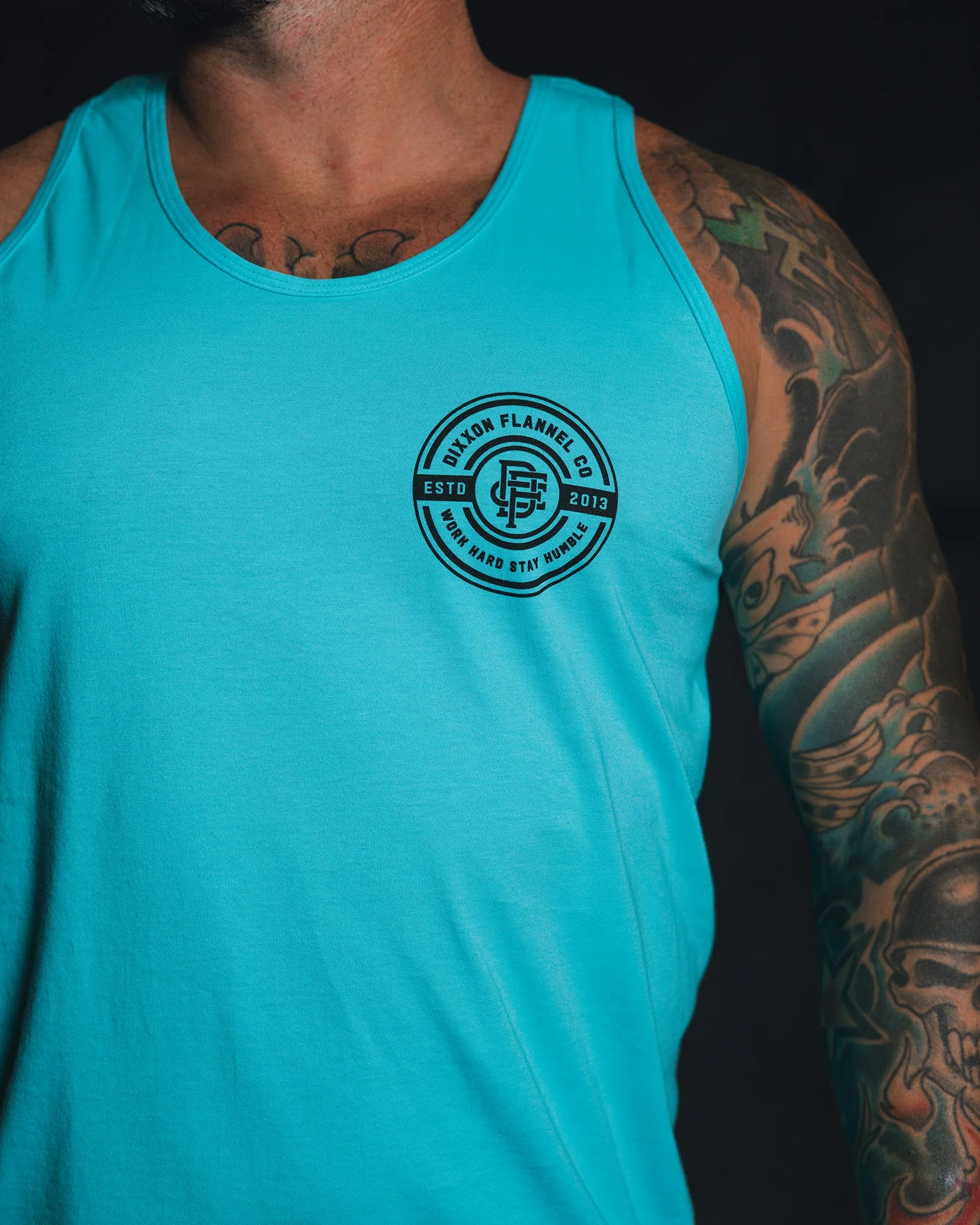 Black Work Hard Badge Tank - Tiffany - Image 4