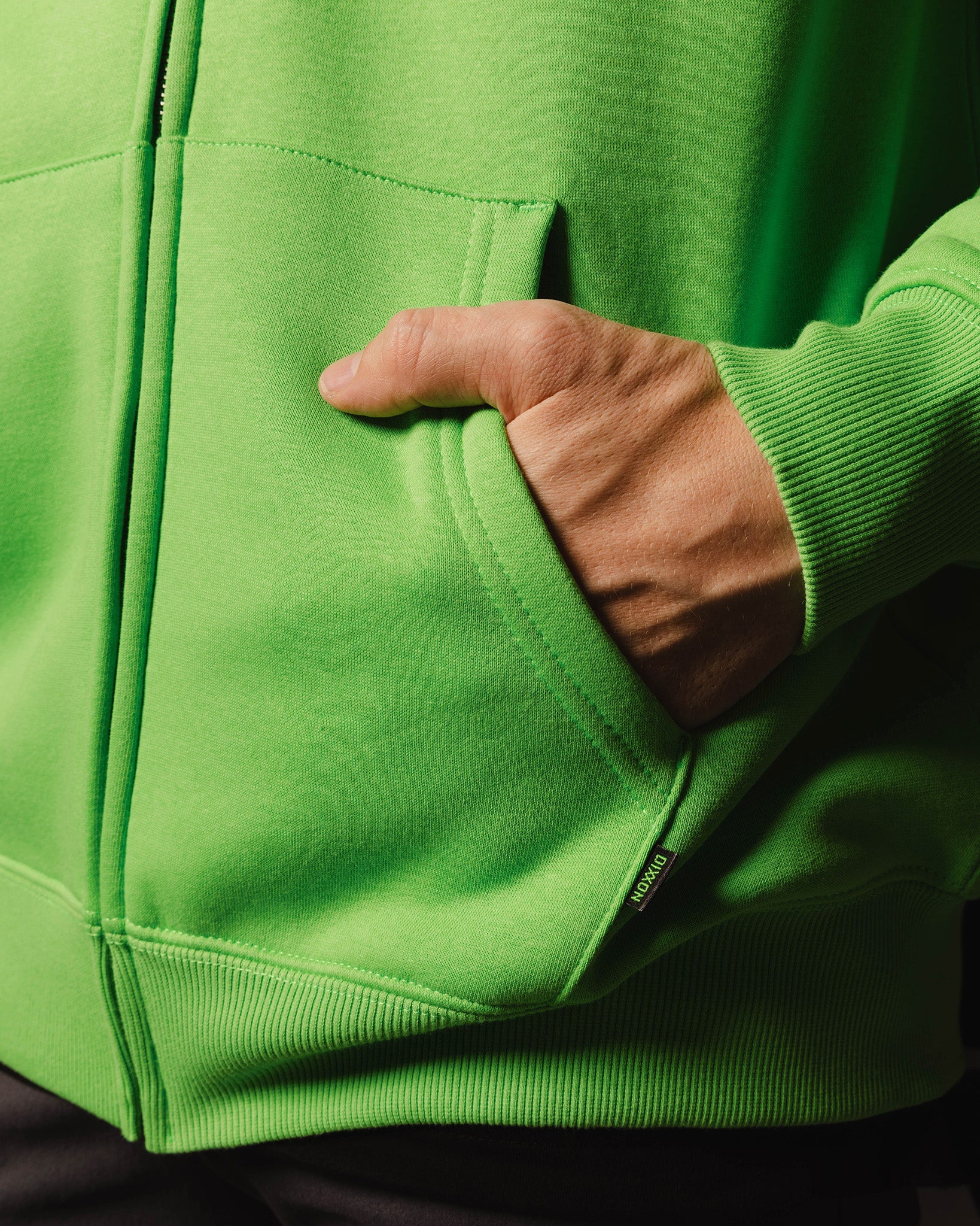 Black Working Class Logo Zip Up Hoodie - Safety Green - Image 4