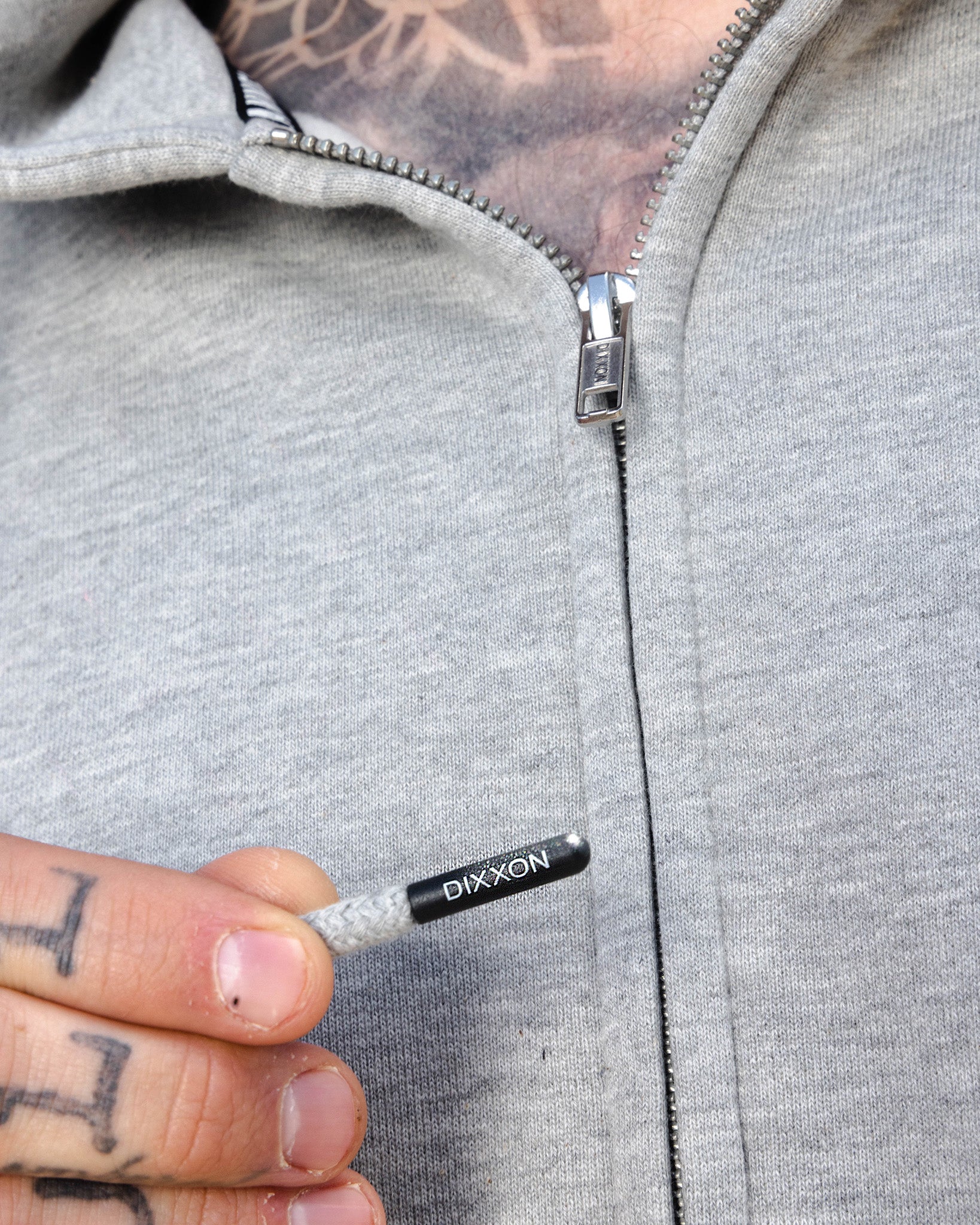 Black Working Class Logo Zip Up Hoodie - Heather Gray - Image 3