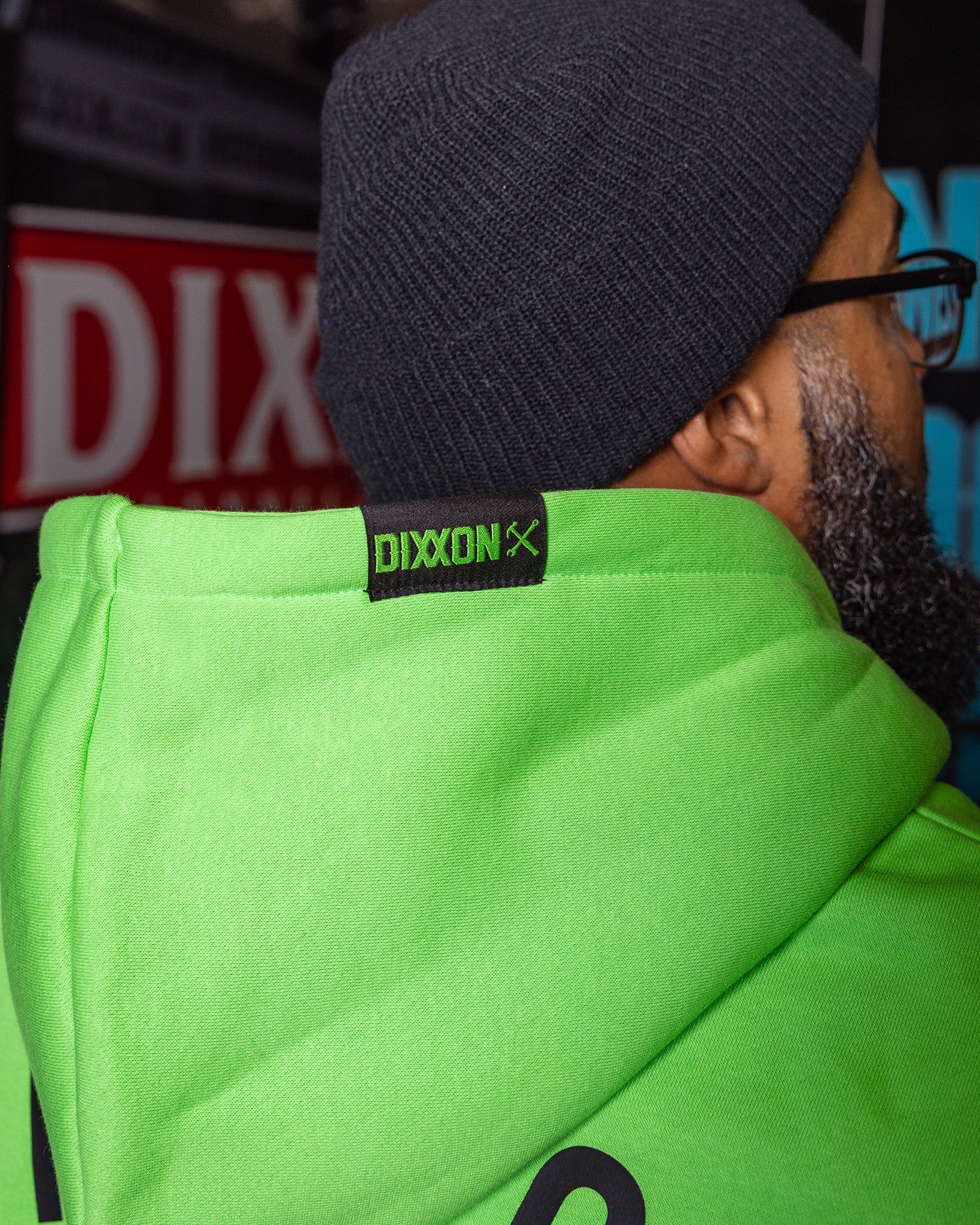 Black Working Class Zip Up Hoodie - Safety Green - Image 5