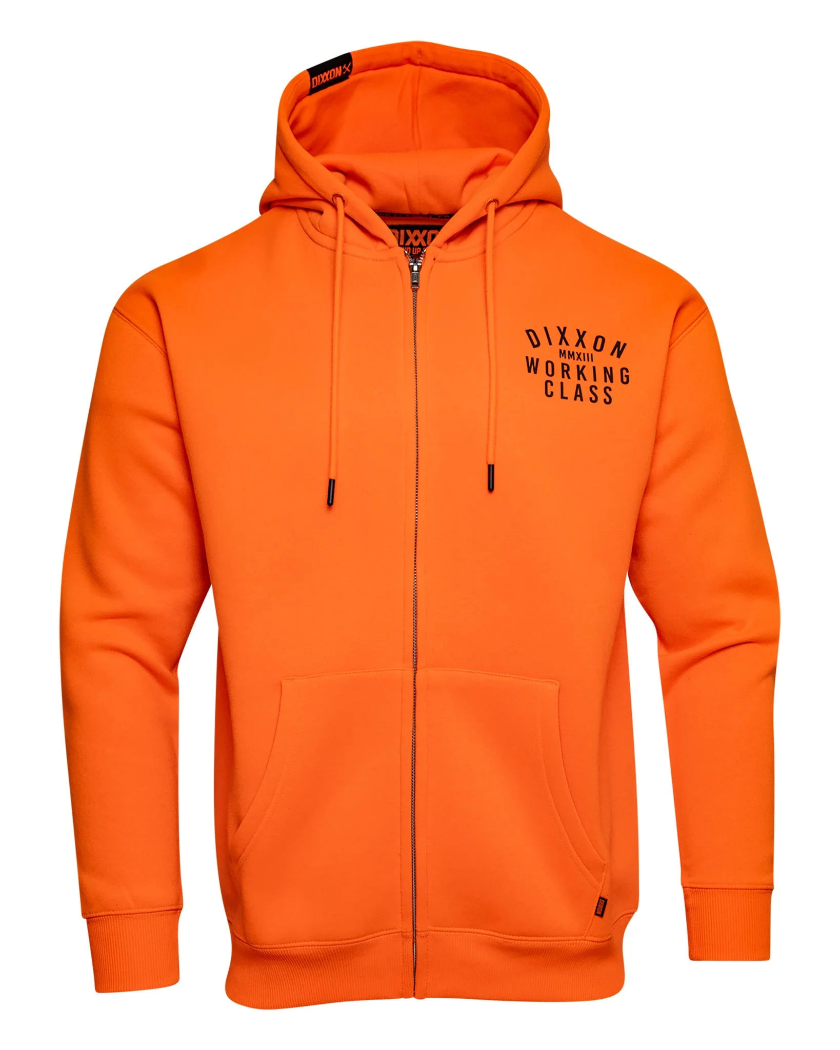 Black Working Class Zip Up Hoodie - Safety Orange - Image 3