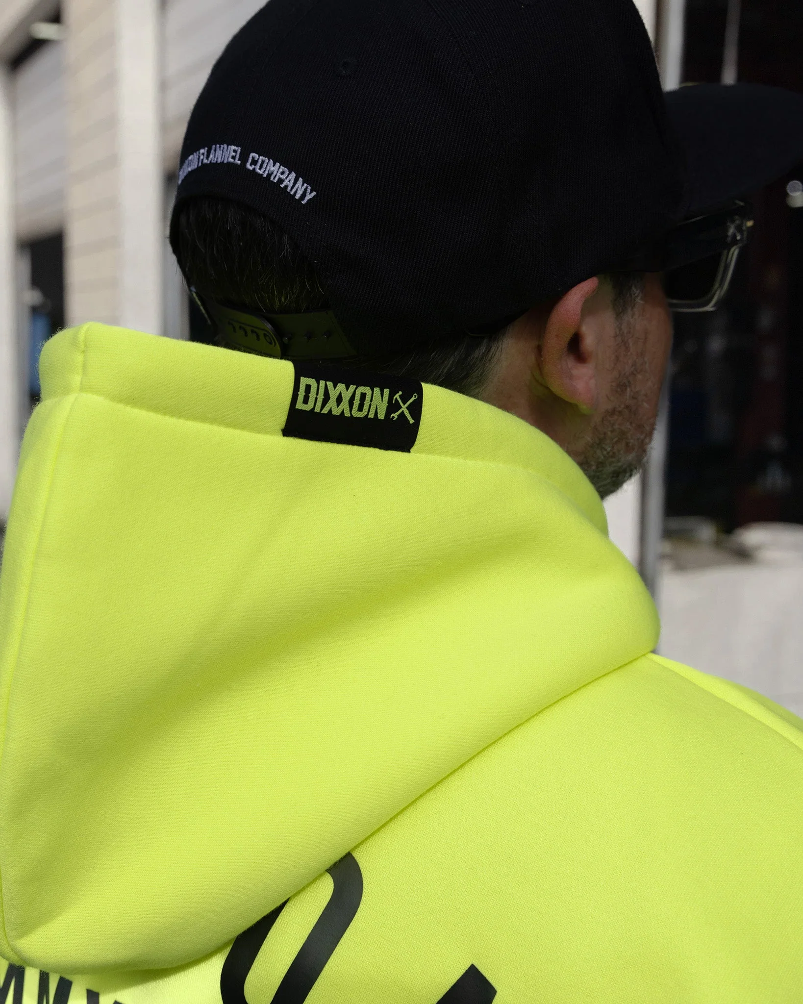 Black Working Class Zip Up Hoodie - Safety Yellow - Image 4