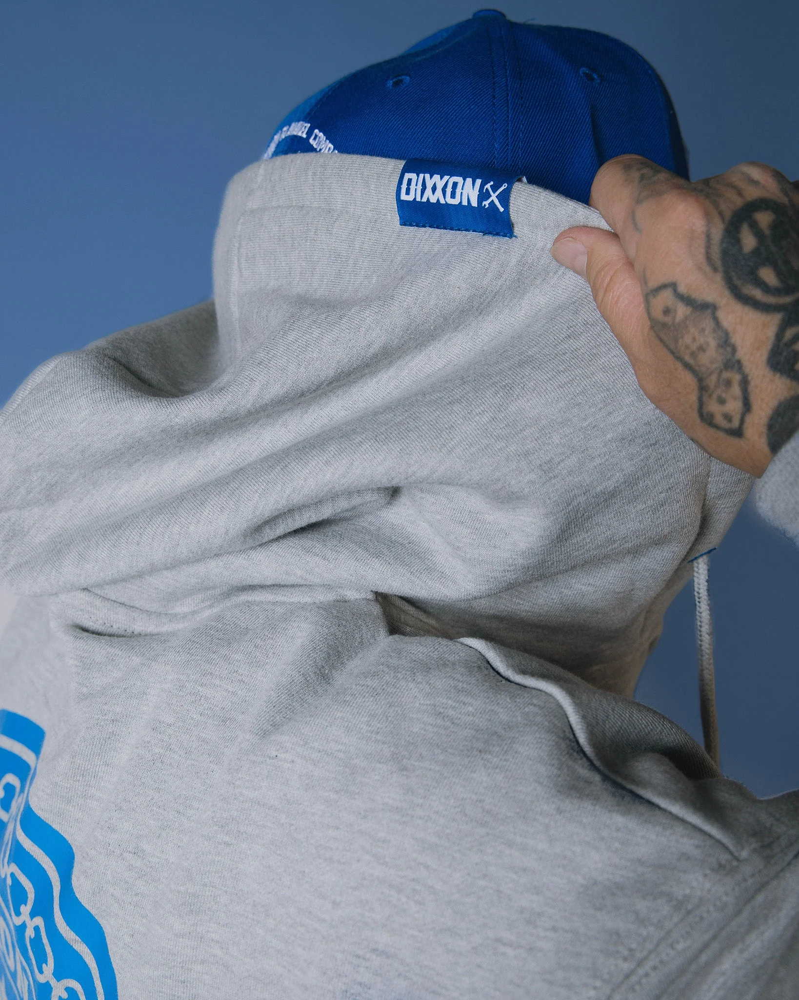 Blue Chain Badge Zip Up Hoodie - Heathered Gray - Image 2