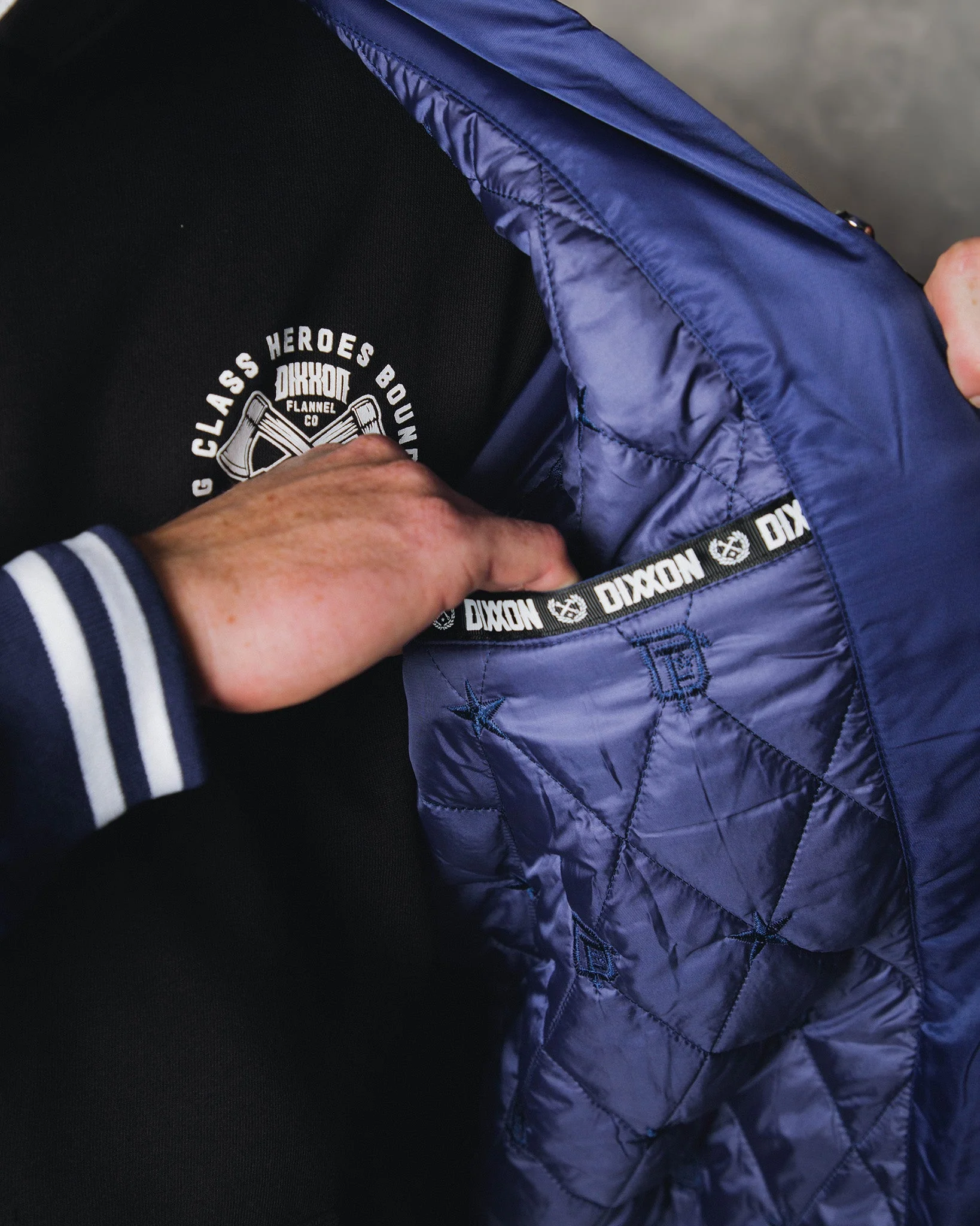 Blue Pastime Nylon Varsity Jacket - Image 3