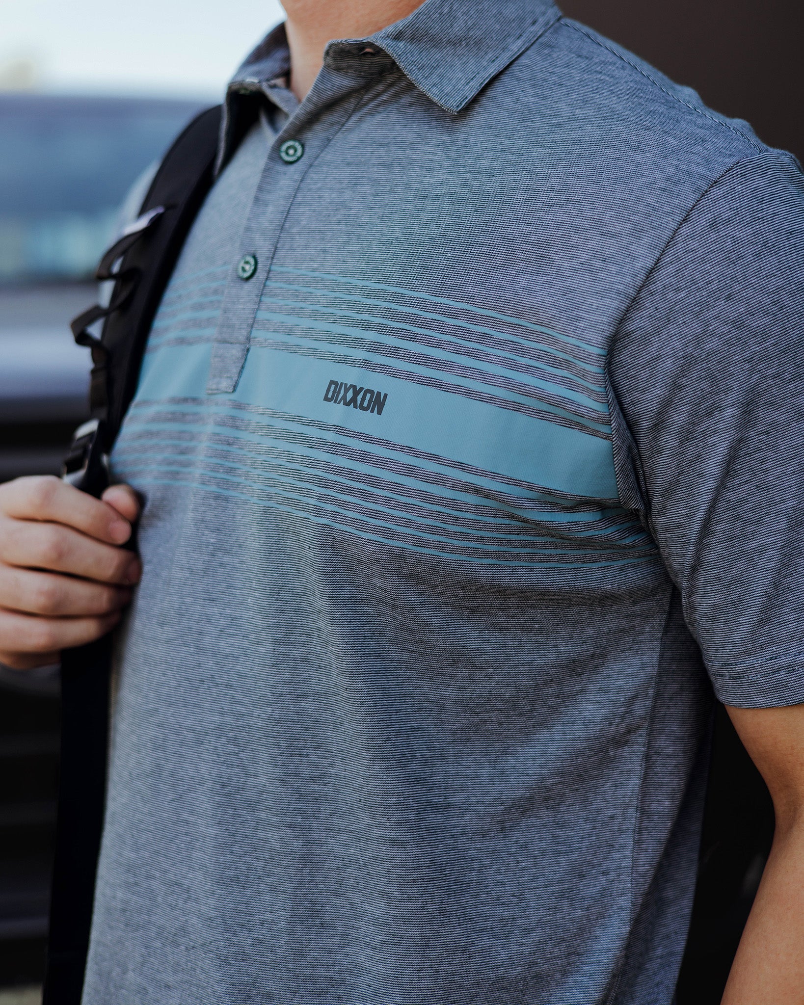 Blue Stripe Premium Polo - Heathered Teal - Image 2