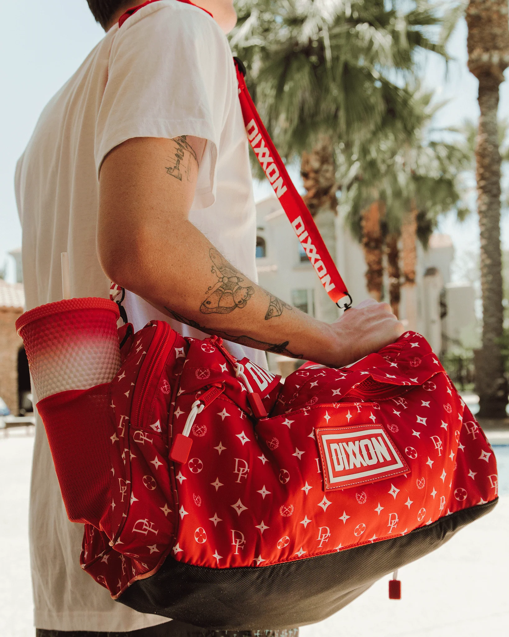 Bougie Duffle Bag - Red & White - Image 6