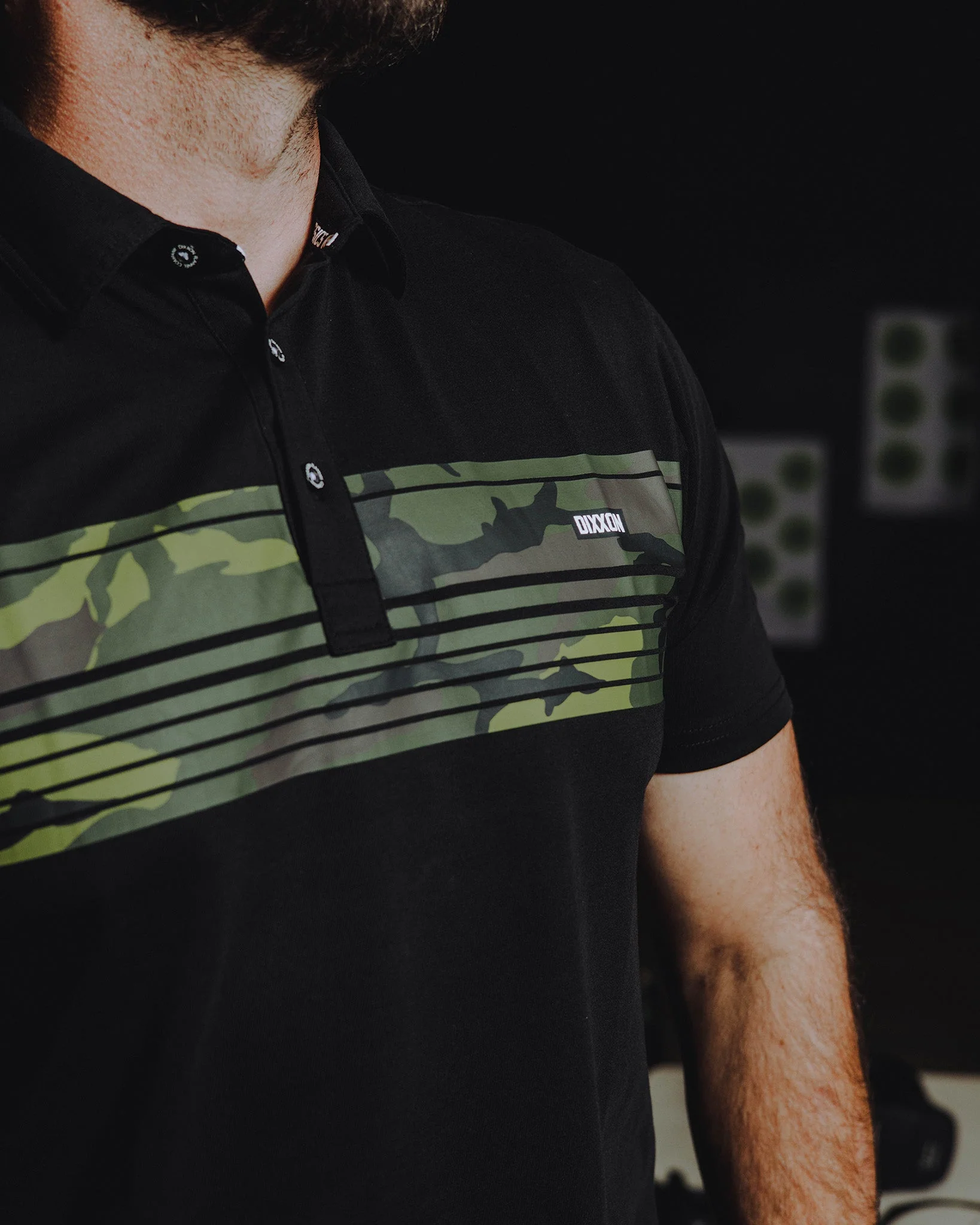 Camo Stripe Premium Polo - Black - Image 3