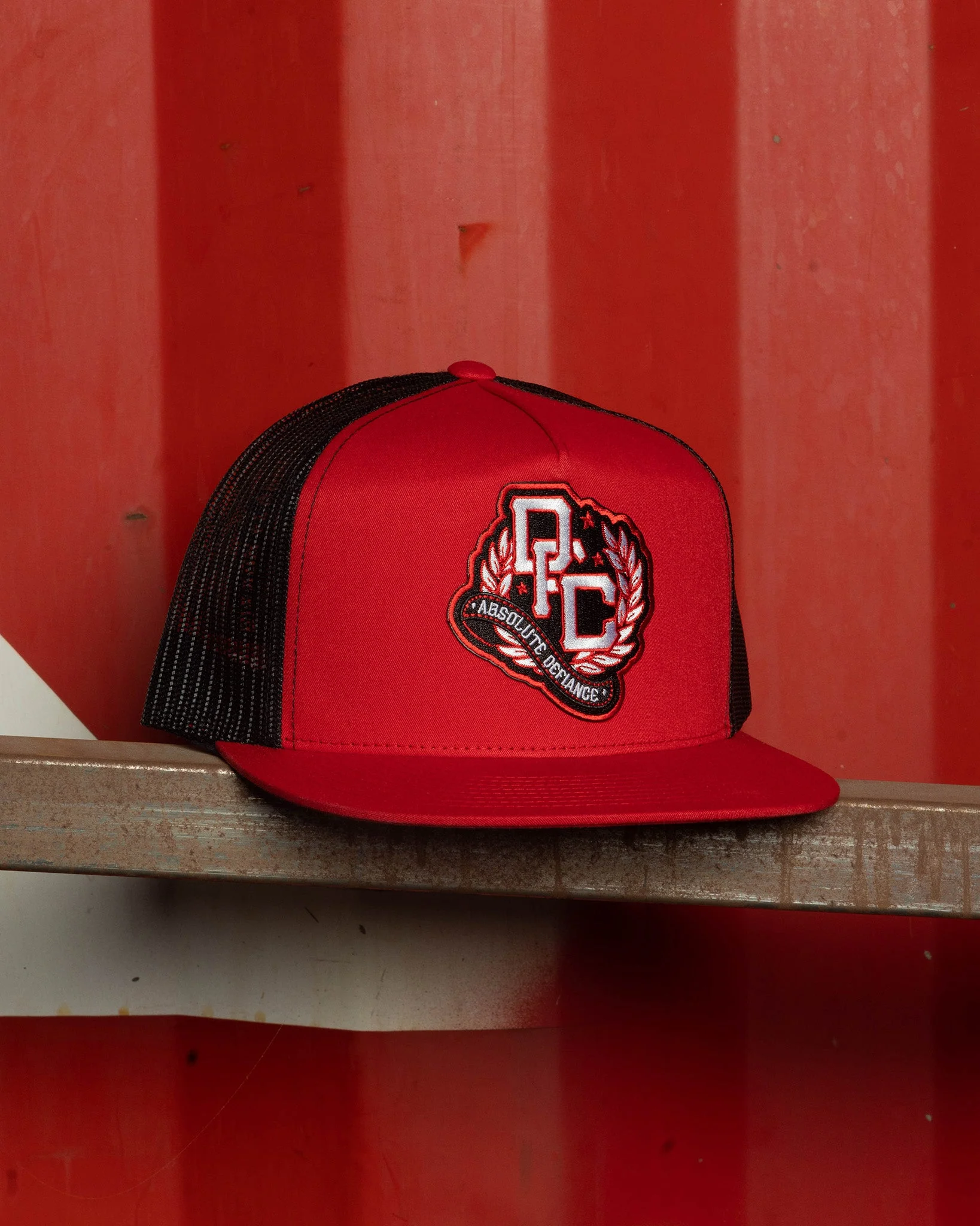Defiance Flat Bill Trucker Snapback - Red, White, & Black - Image 5