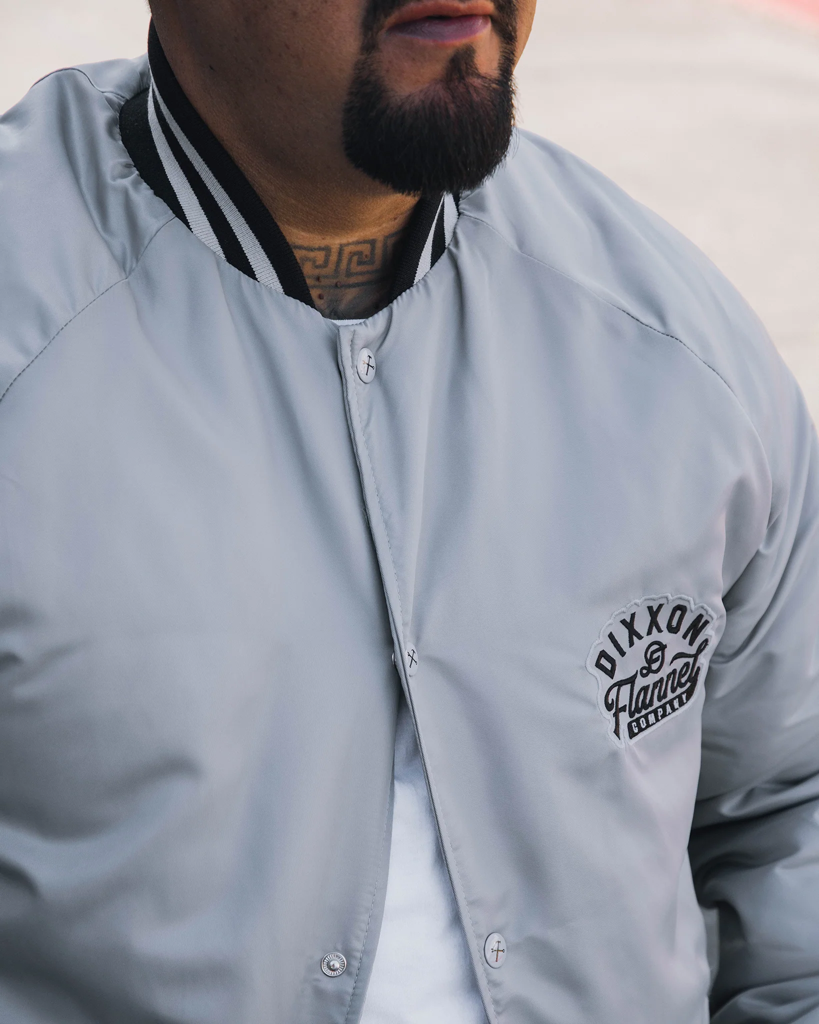 Gray Pastime Nylon Varsity Jacket - Image 2