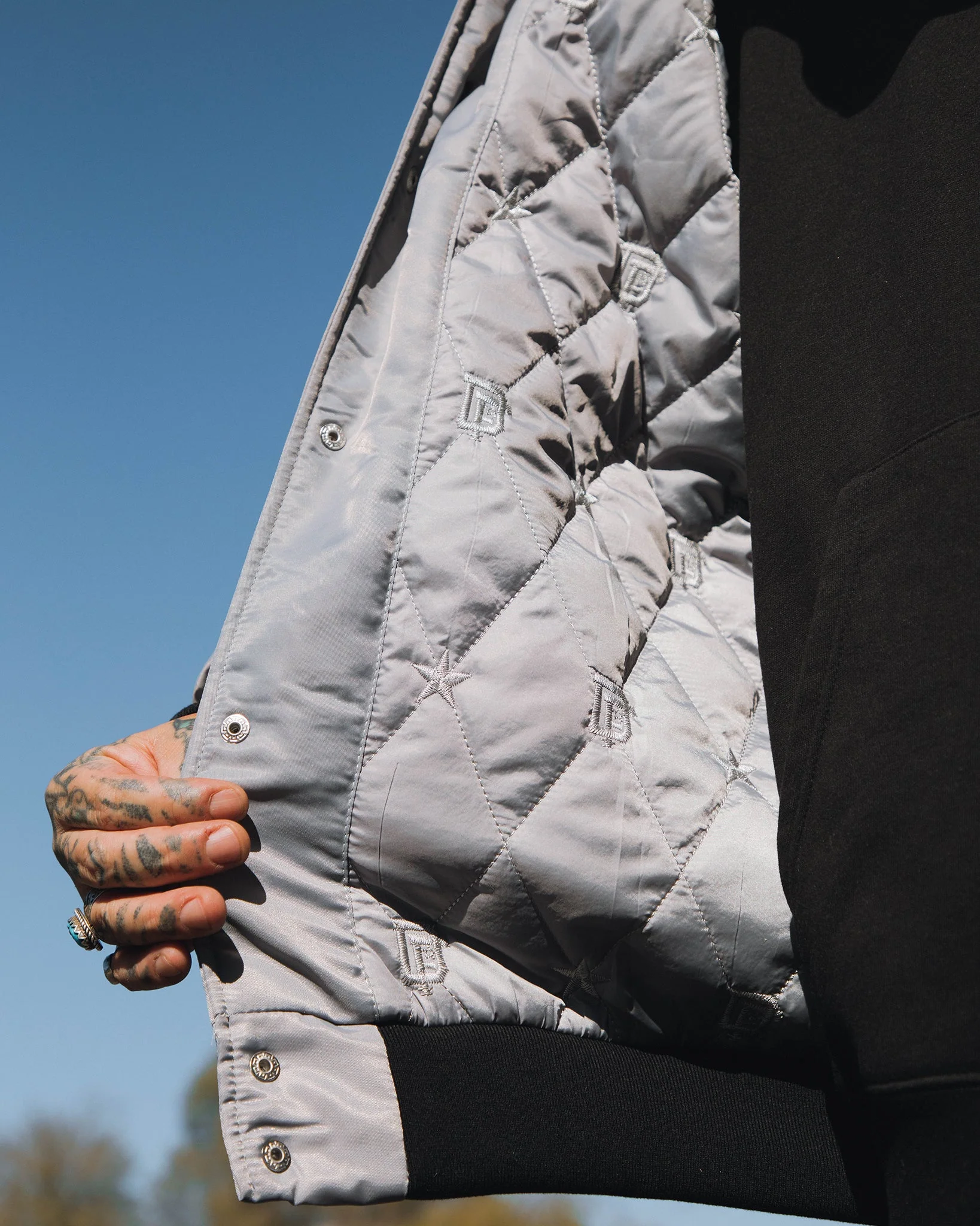 Gray Pastime Nylon Varsity Jacket - Image 4