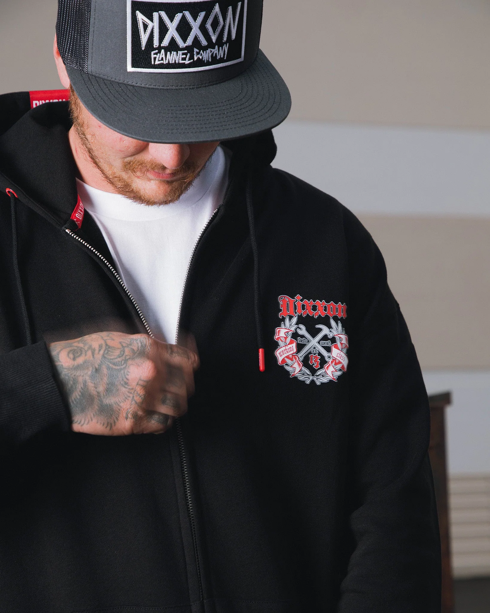 Gray & Red Award Crest Zip Up Hoodie - Black - Image 4