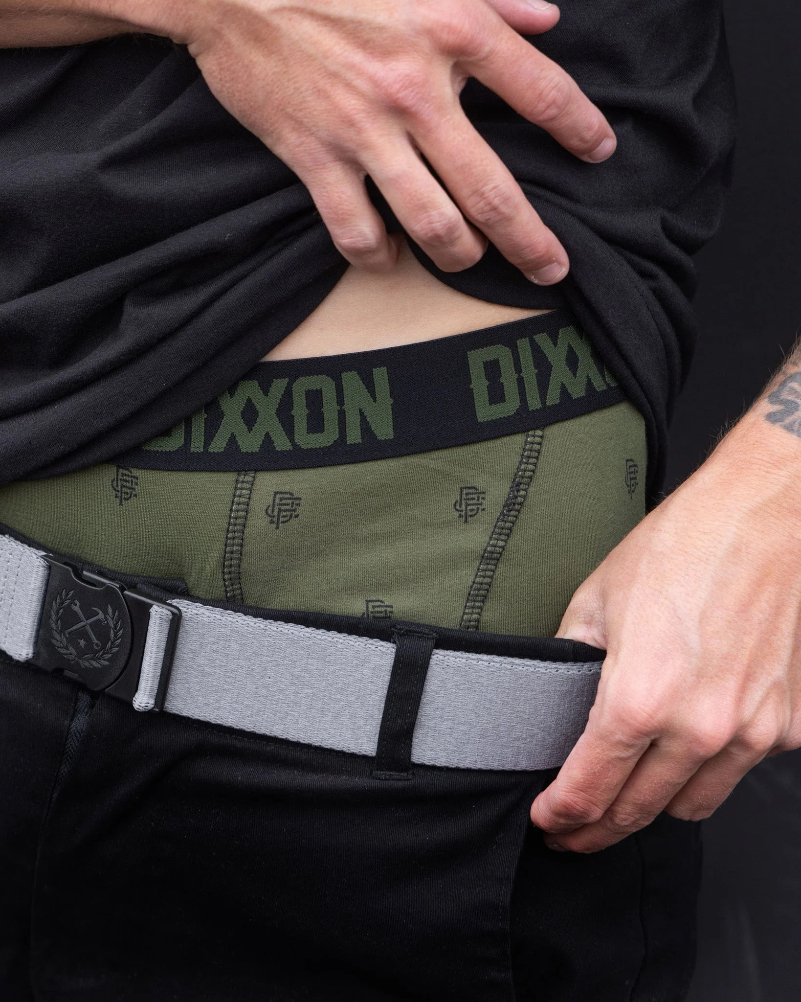 Insignia Cotton Stretch 2pk Boxer Briefs - O.D. Green & Black - Image 2