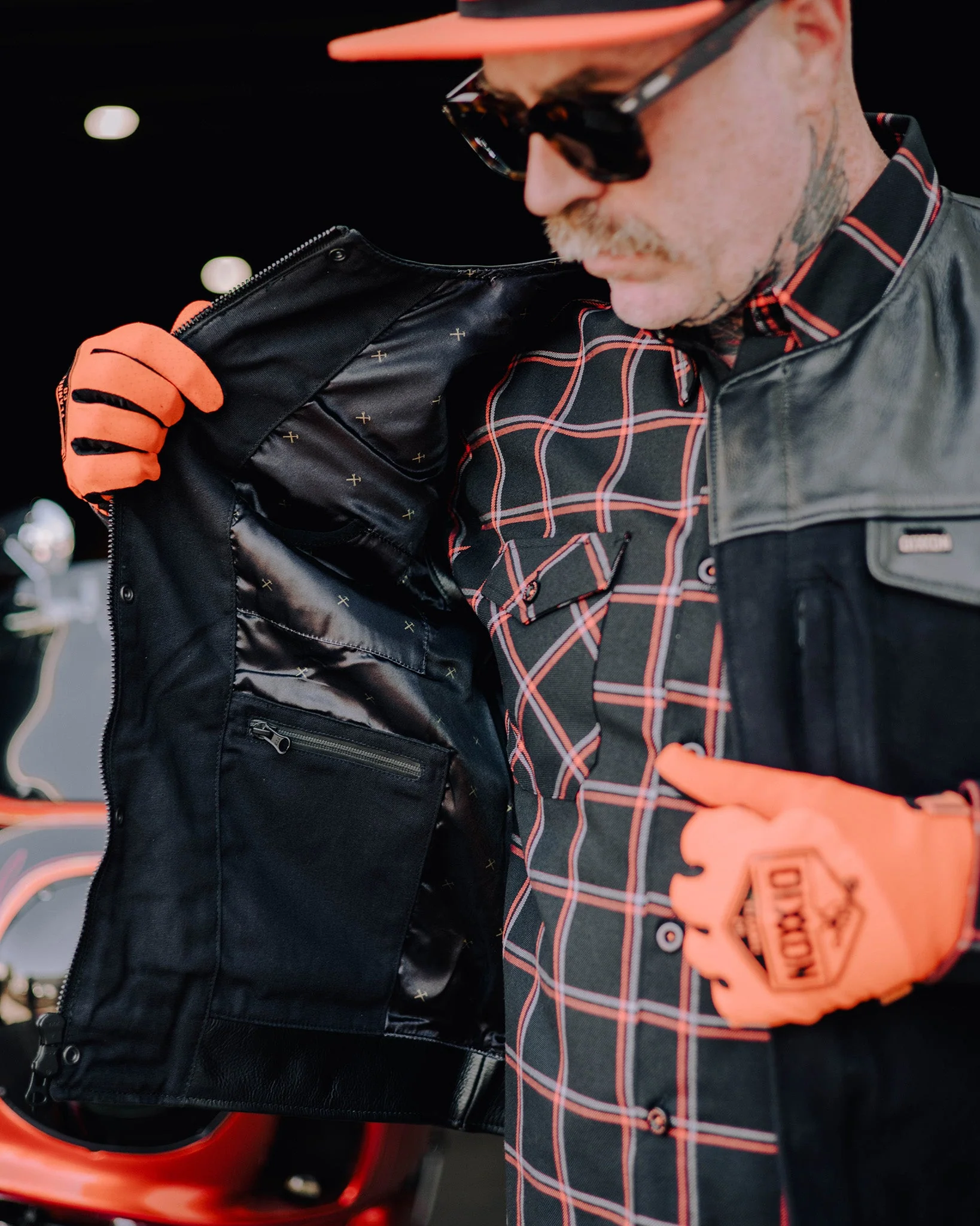 Jackson Leather & Canvas Vest - Black - Image 6