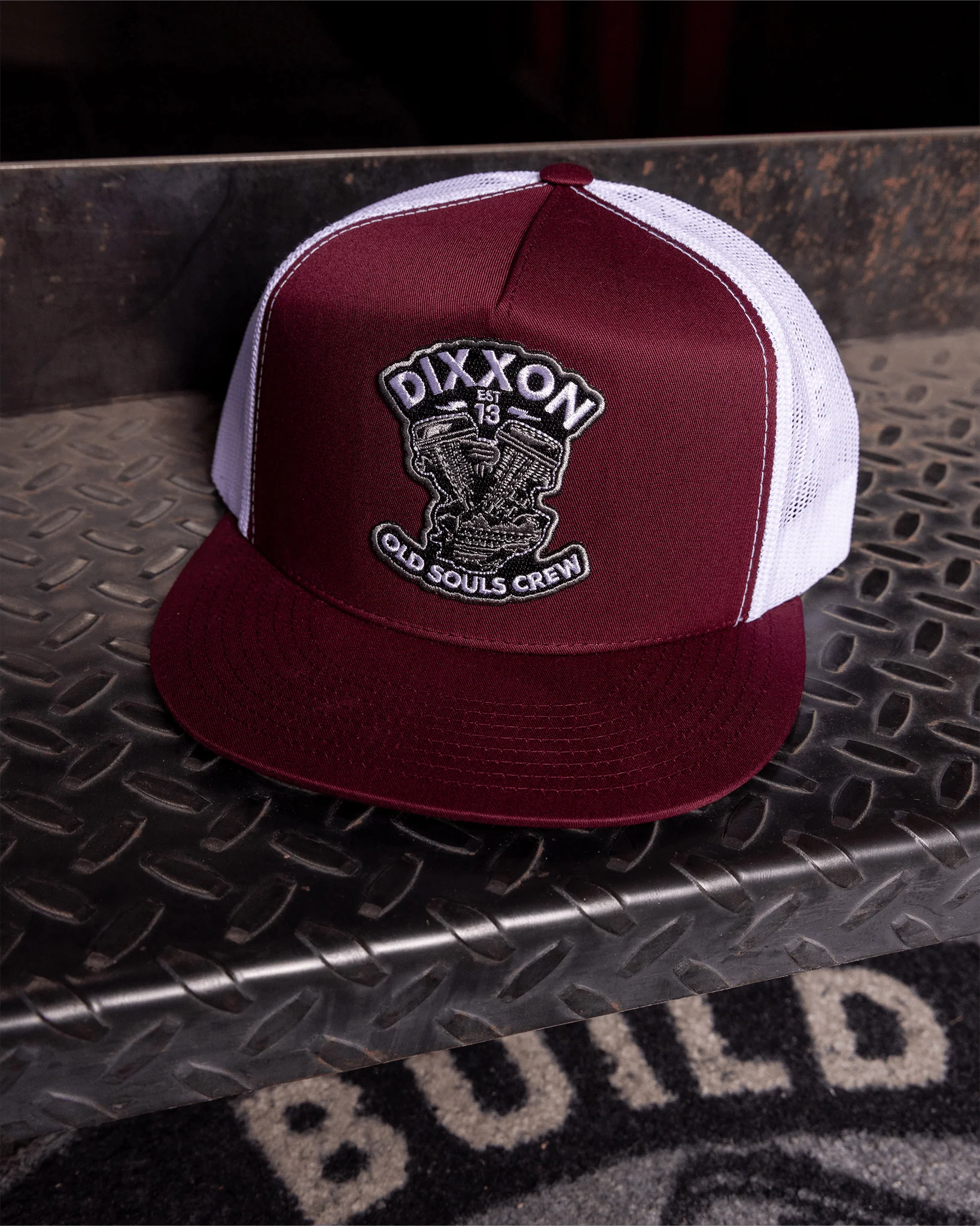 Old Souls Crew Flat Bill Trucker Snapback - Black & White - Image 3