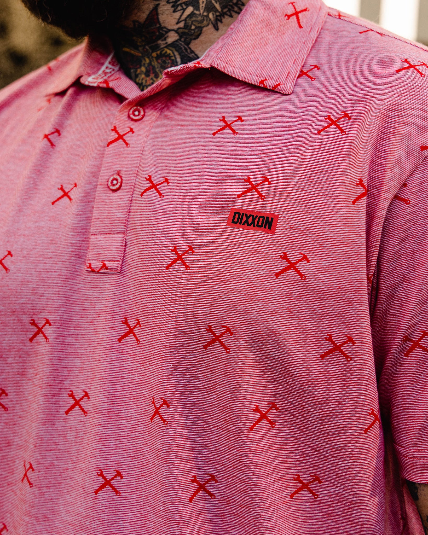 Red Finney Premium Polo - Heathered Red - Image 3