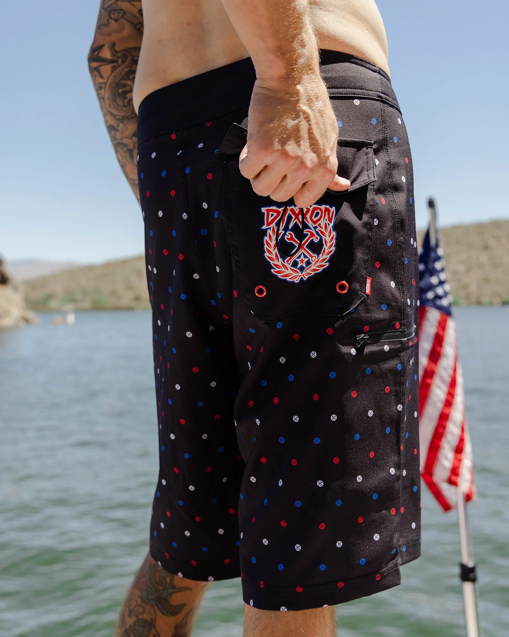 Polkacide Boardshorts - Red, White, & Blue - Image 4