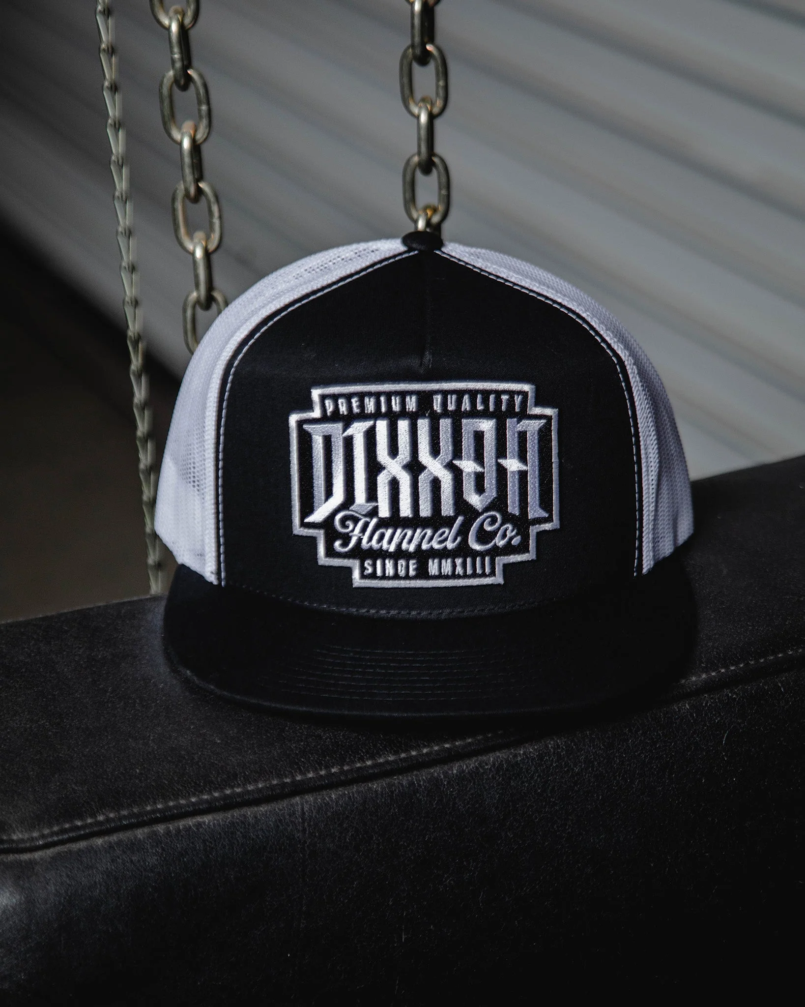 Premo Flat Bill Trucker Snapback - Black & White - Image 3