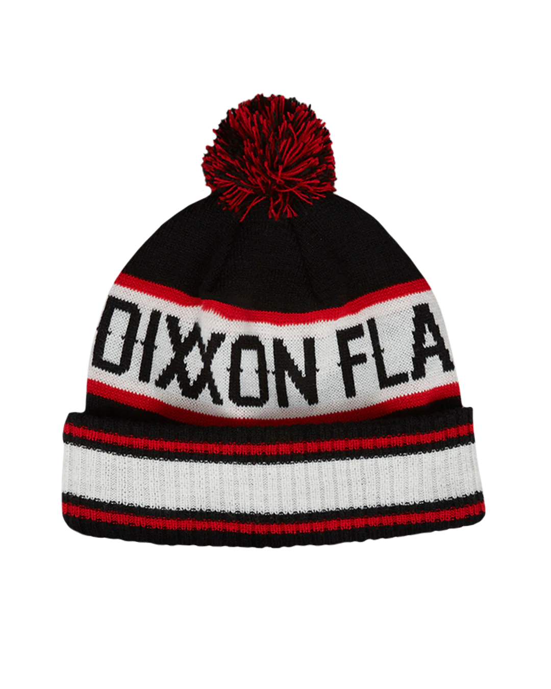Puff Ball Beanie - Black, Red, & White - Image 2