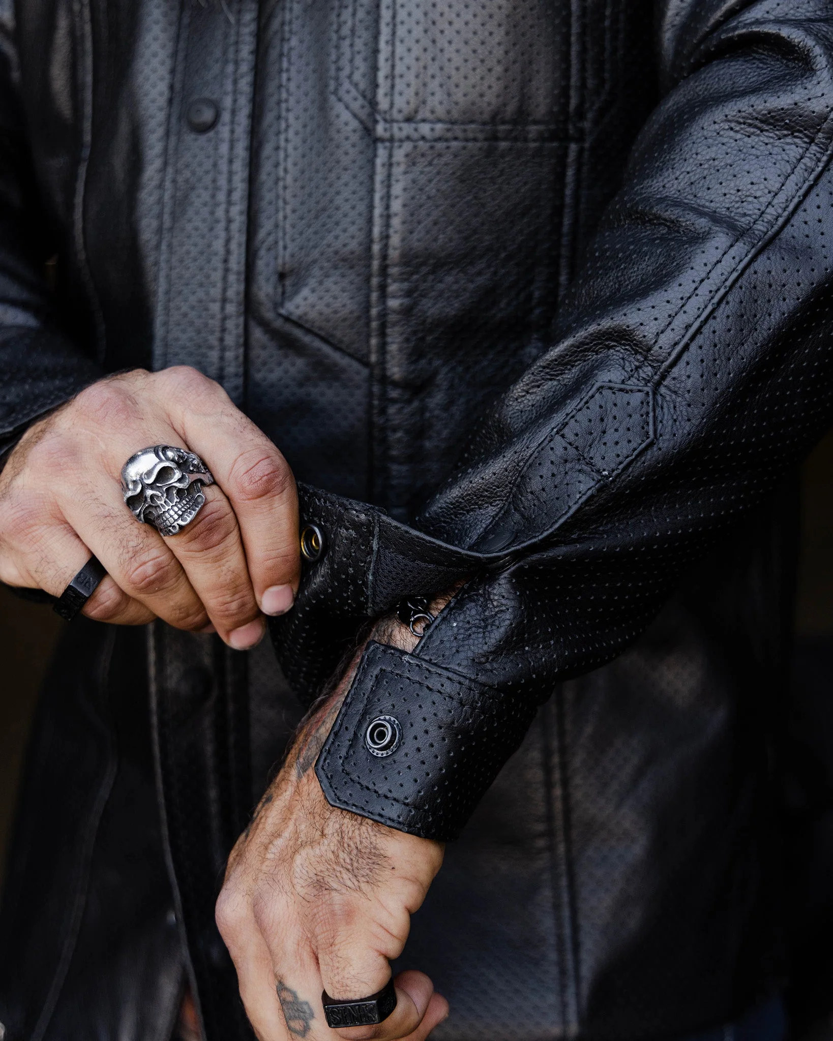 Reno Perforated Leather Shirt - Image 8