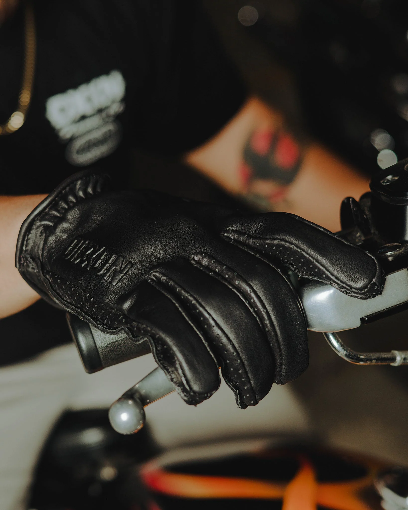 Roper Leather Moto Gloves - Black - Image 3