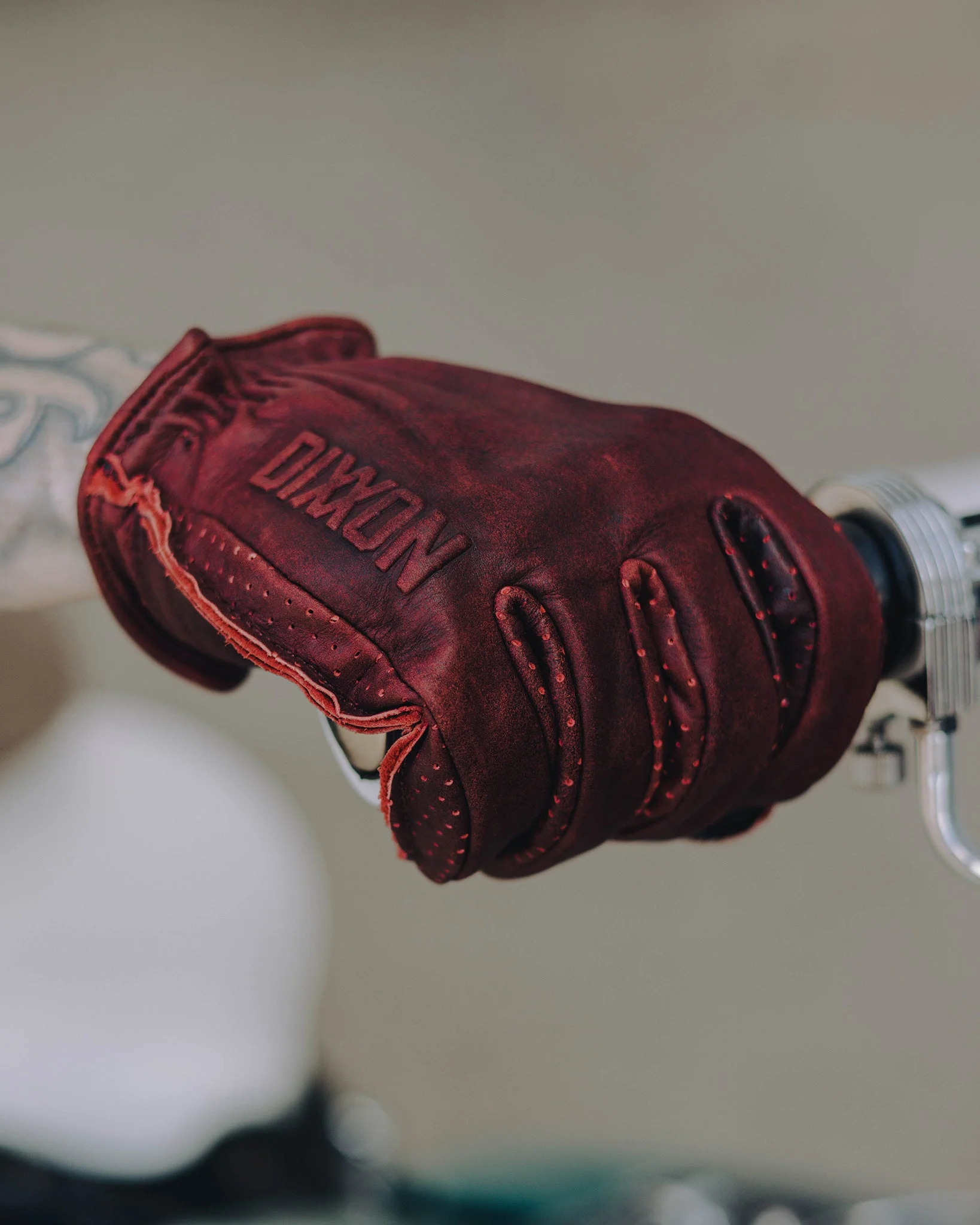Roper Leather Moto Gloves - Oxblood - Image 2
