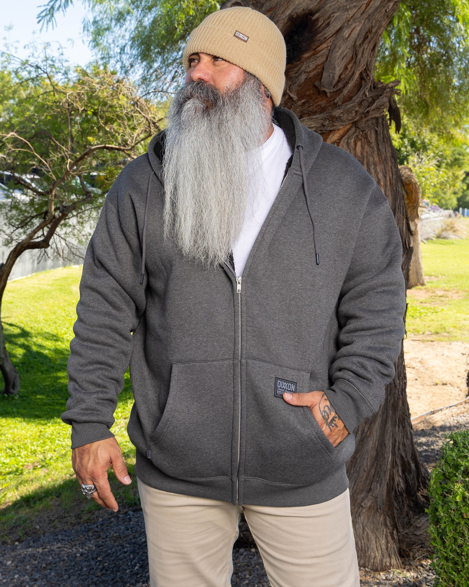 Sherpa Lined Zip Up Hoodie - Heather Charcoal - Image 8