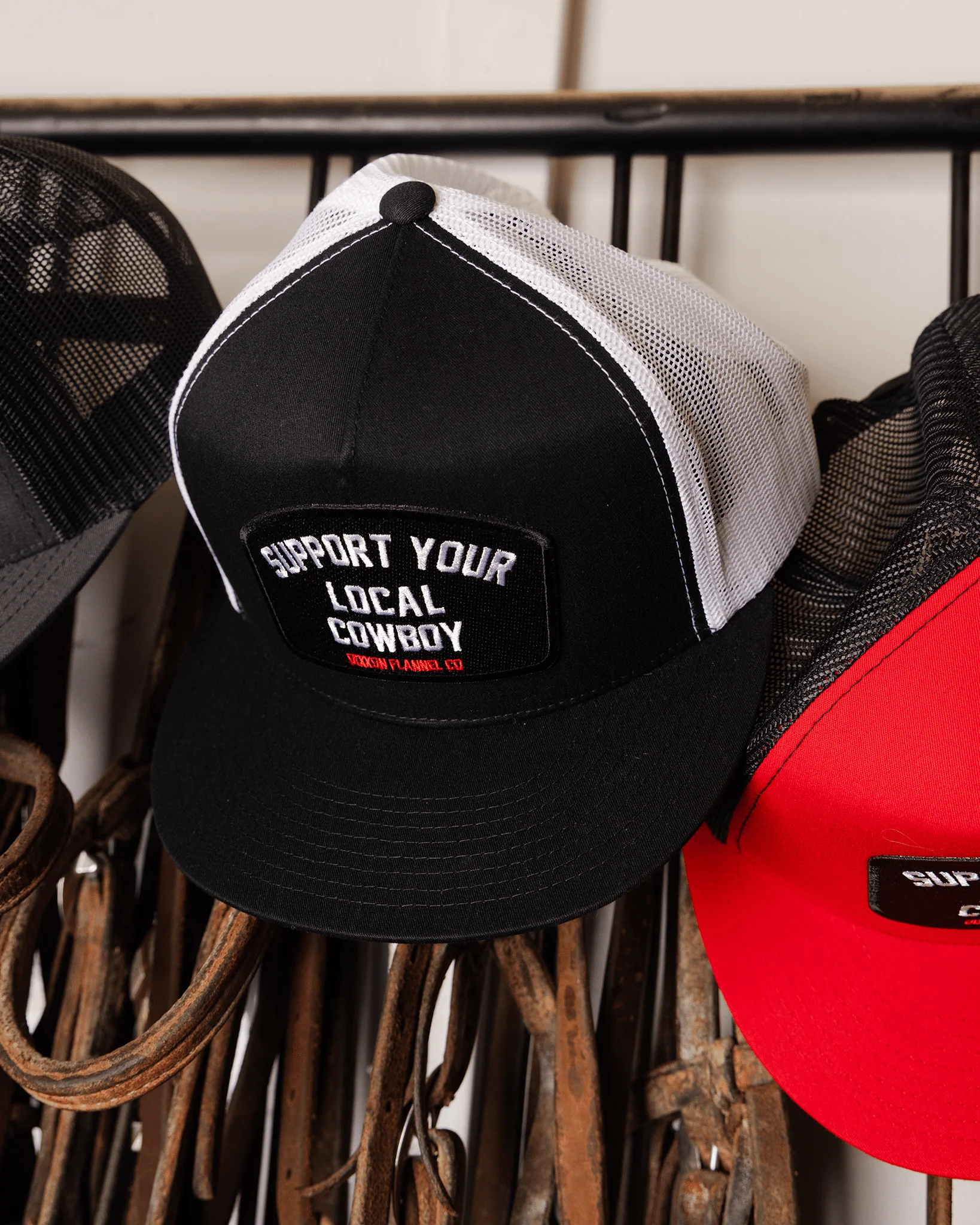 Support Your Local Cowboy Flat Bill Trucker Snapback - Image 3
