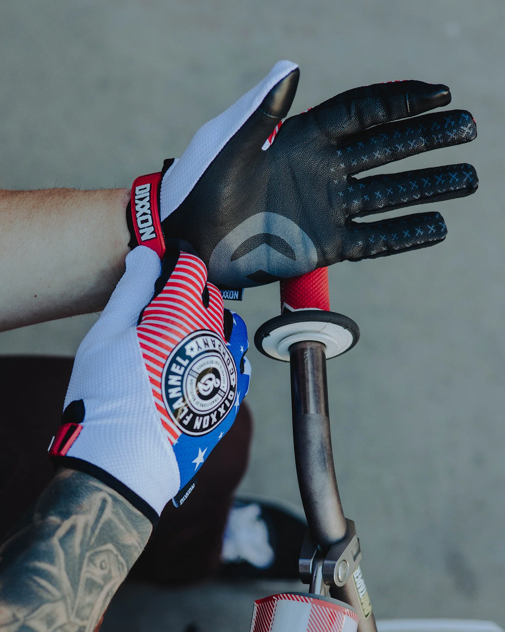 Traditions of Rebellion Moto Gloves - Red, White, & Blue - Image 3