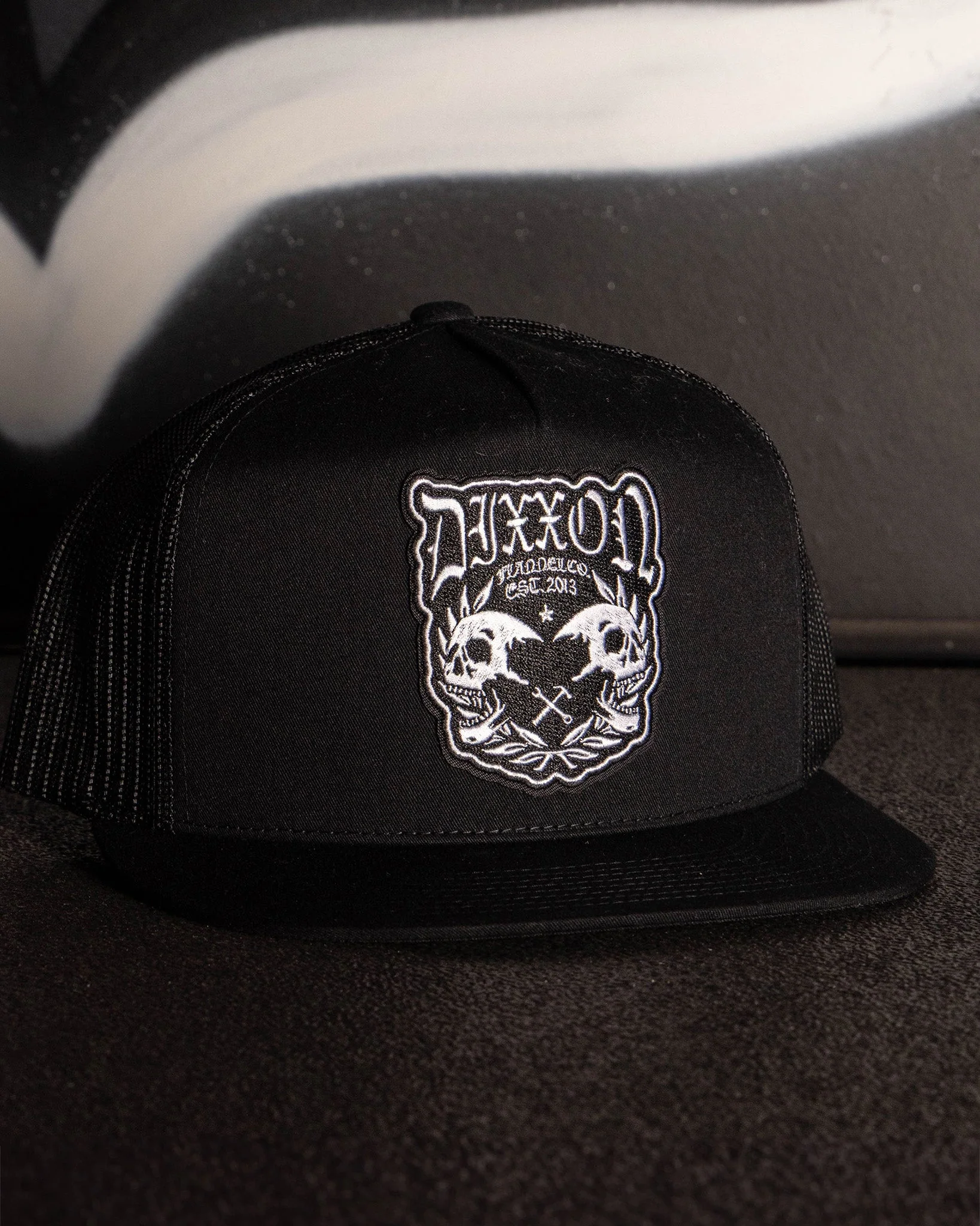 Two Faced Flat Bill Trucker Snapback - White & Black - Image 2